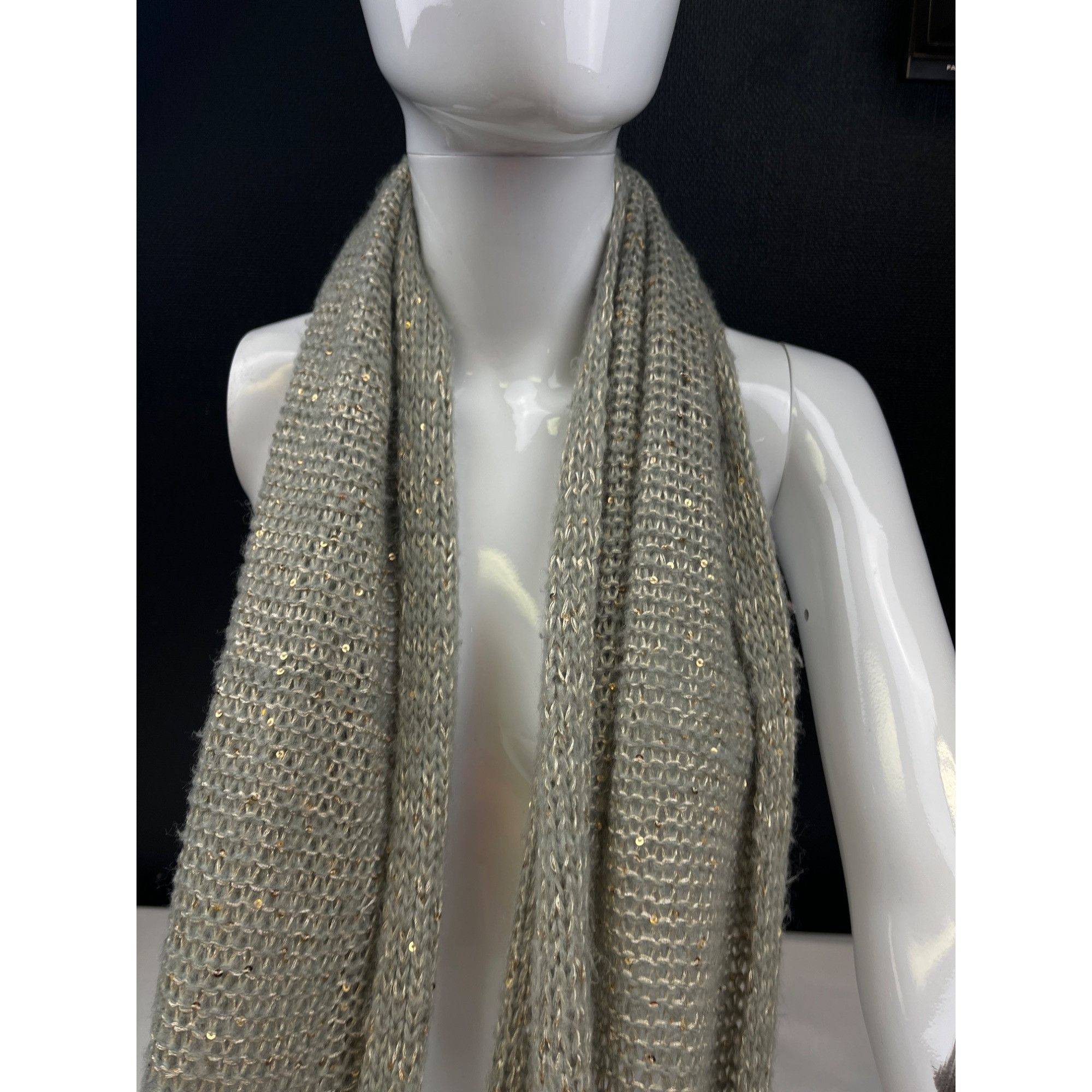 Other Elegant Knit Infinity Scarf Metallic Gold SKU 7047 Size ONE SIZE - 3 Thumbnail