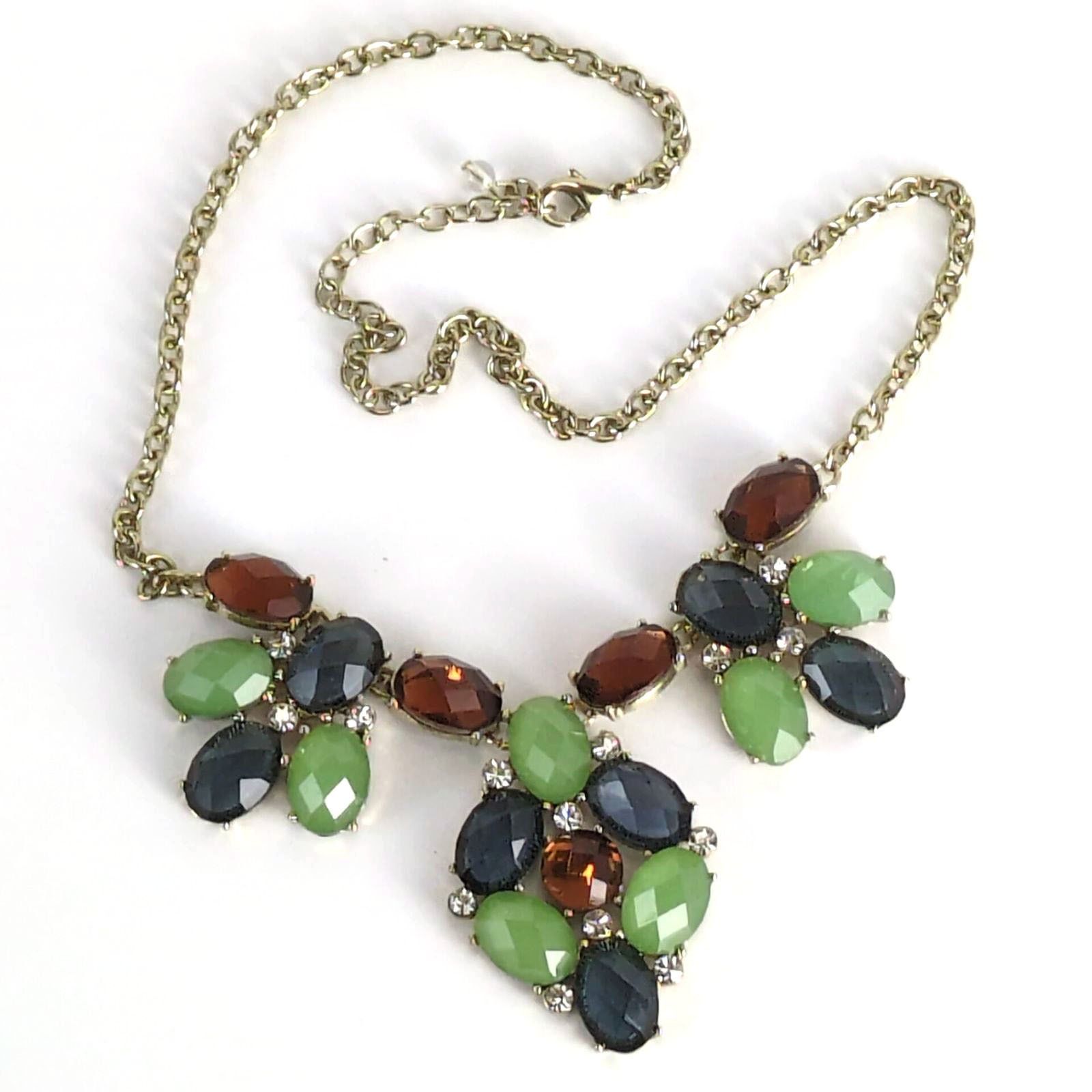 Vintage Napier 18" Statement Necklace Multi Gemstones Goldtone Chain Size ONE SIZE - 1 Thumbnail