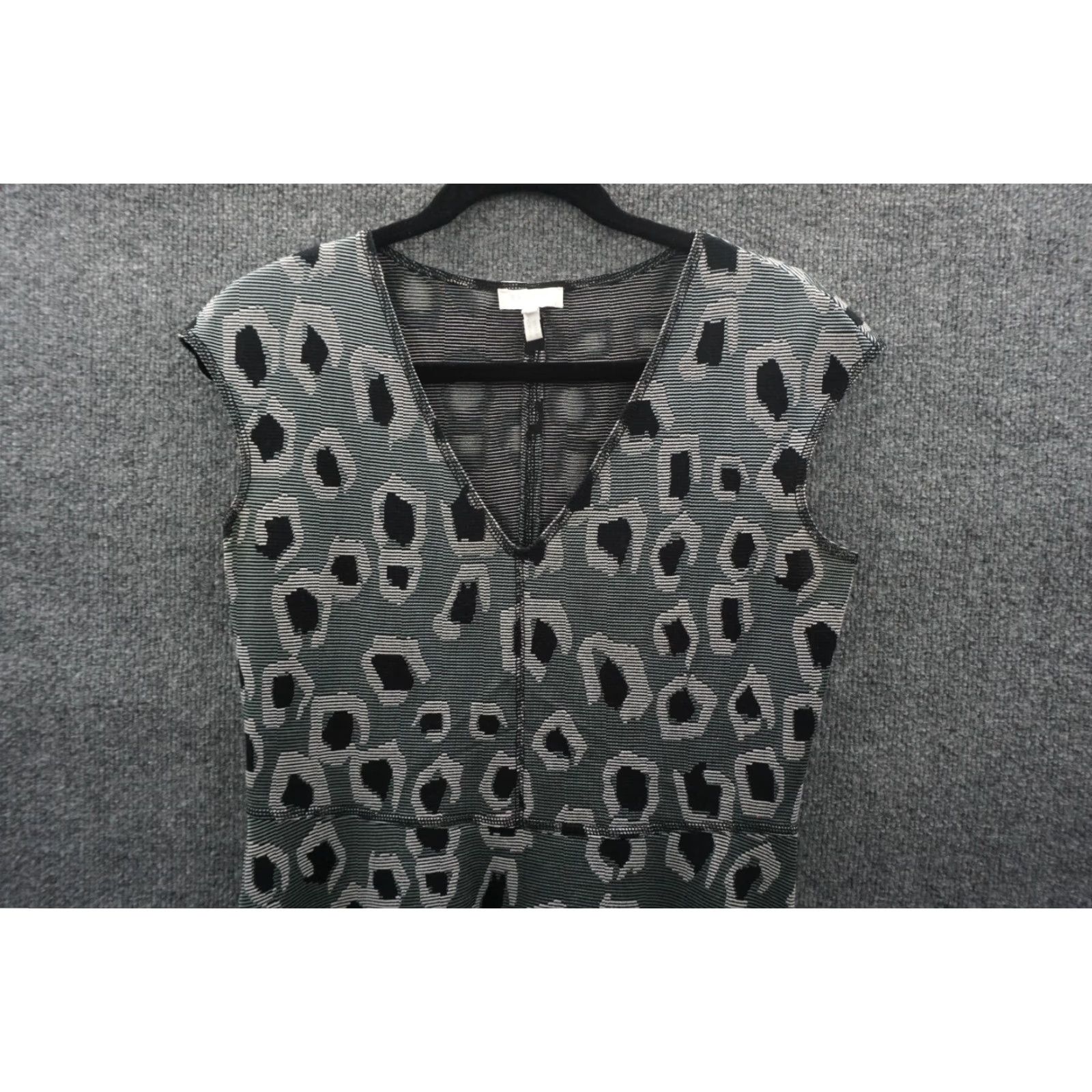 Escada Sport A-Line Dress Womens Size 38 Black Gray Animal Print Sleeveless  V-Neck Casual