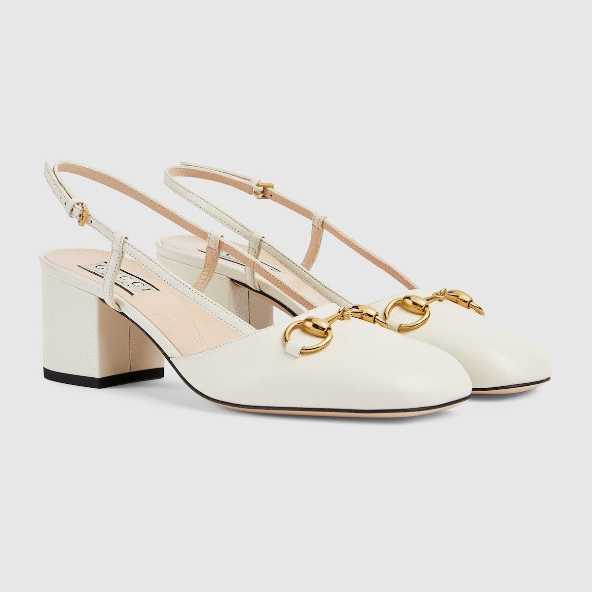Gucci o1s1wg110225 Women's Horsebit Slingback Pumps in White Size US 10 / IT 40 - 2 Thumbnail
