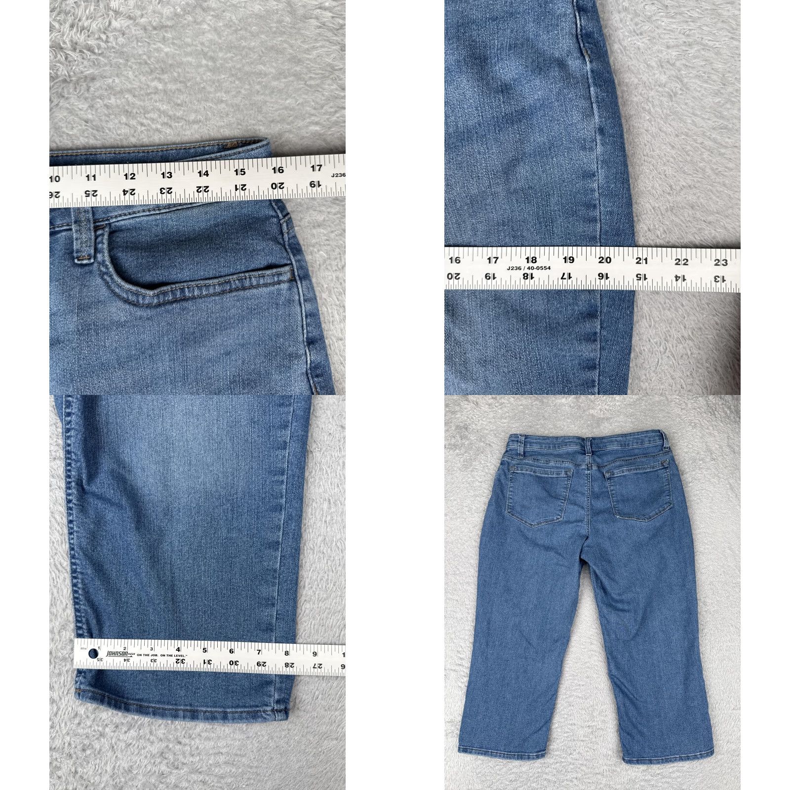 Vintage Riders by Lee Capri Jeans Womens 12 Blue Mid Rise Stretch Denim Zip Fly 5-Pocket Button Regular Size 34" / US 12 / IT 48 - 9 Thumbnail