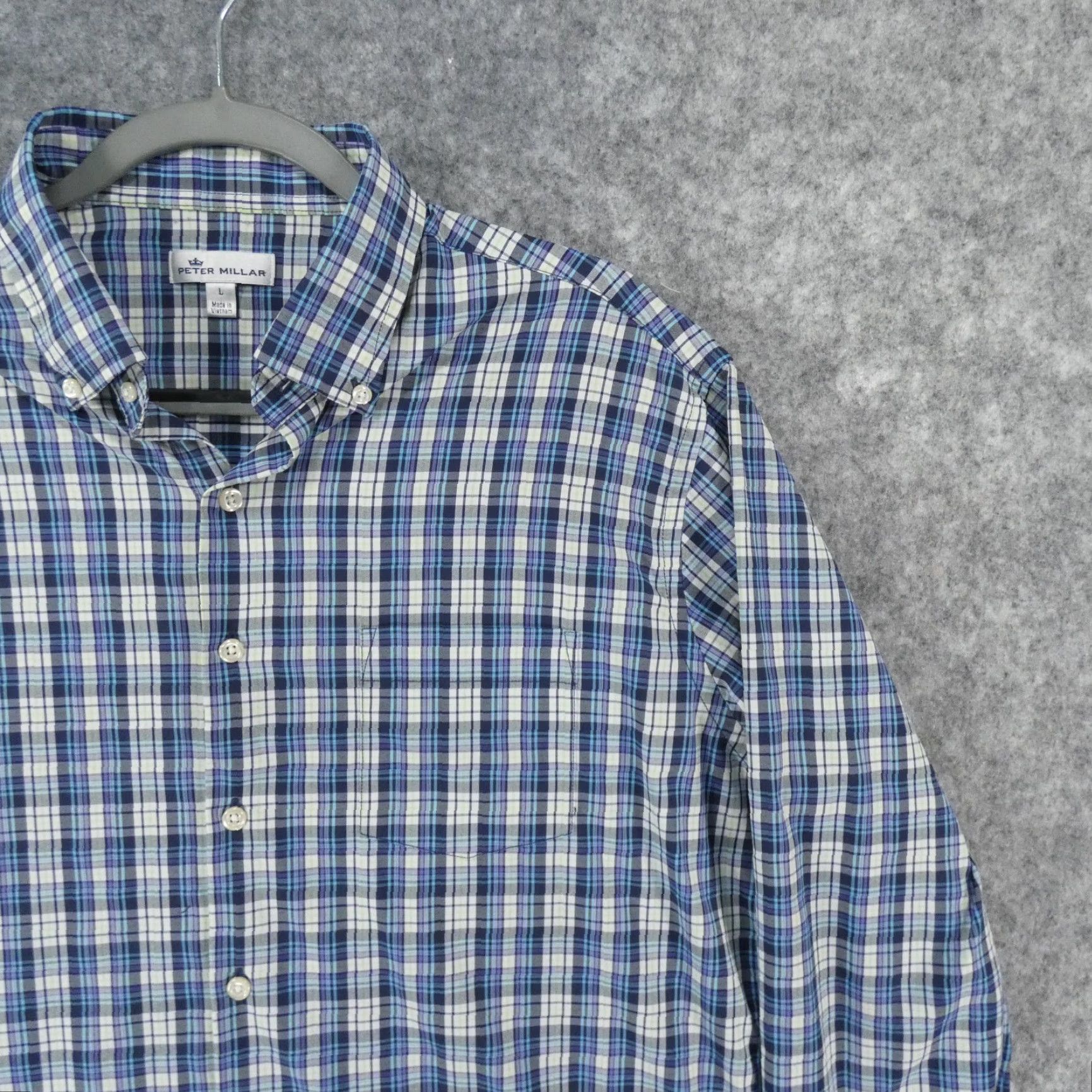 Peter Millar Peter Millar Shirt Men L Long Sleeve Button Up Blue Plaid Lightweight Size US L / EU 52-54 / 3 - 6 Thumbnail