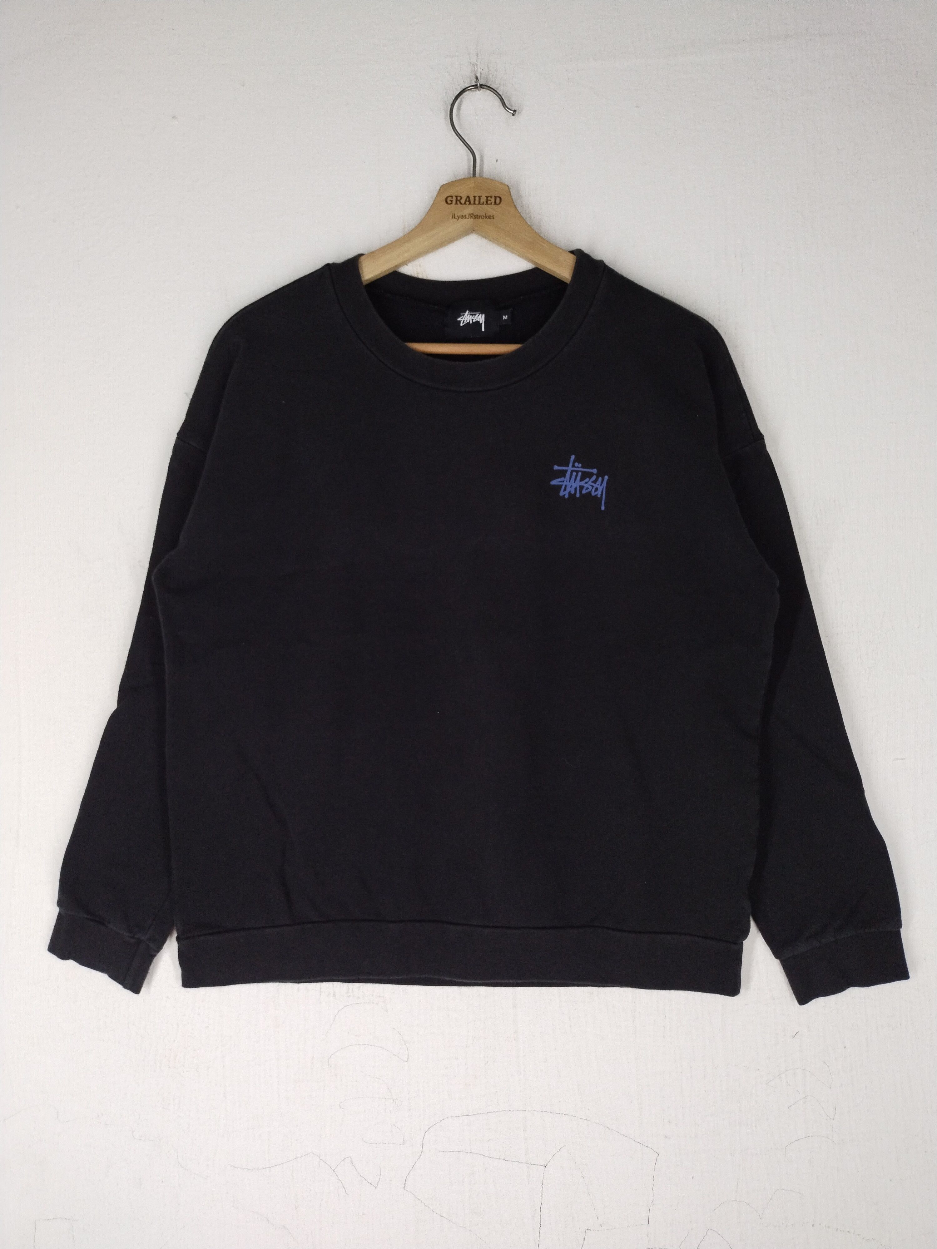 Stussy × Vintage Stussy Spellout Logo Sweatshirt Black Size US M / EU 48-50 / 2 - 3 Thumbnail