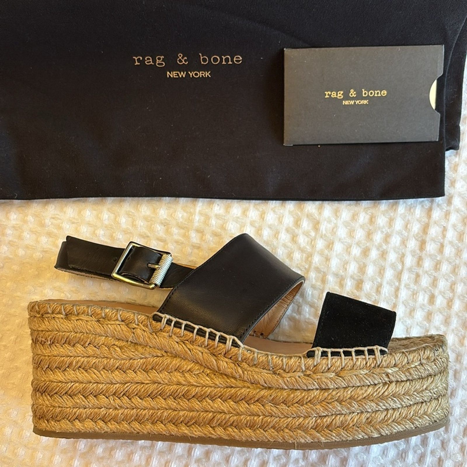 Rag & Bone NEW! rag & bone Edie 6.5 Black Platform Espadrille Sandals Size US 6.5 / IT 36.5 - 7 Thumbnail
