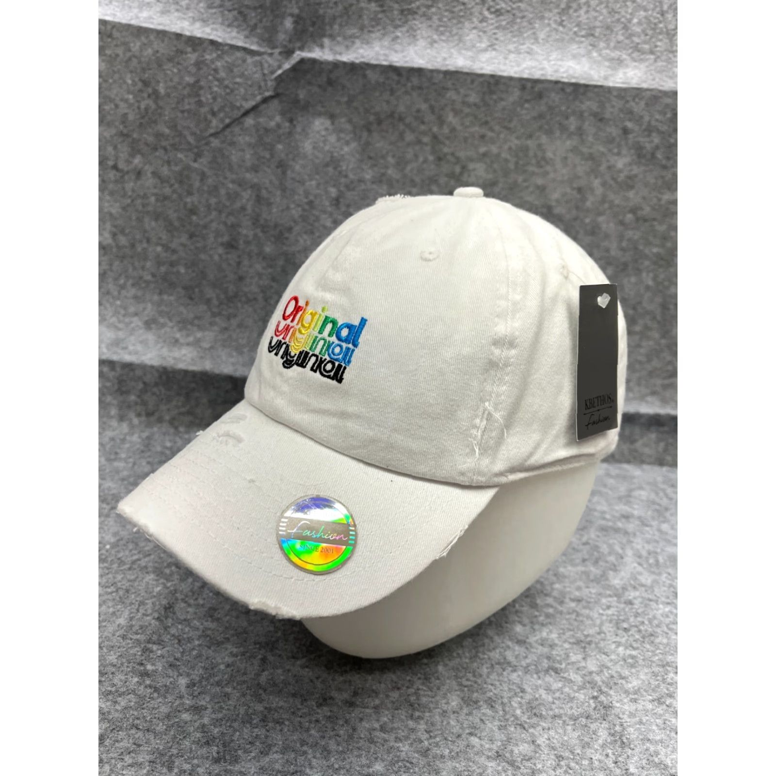 Vintage KBethos Hat Cap Strap Back Adult One Size White 100% Cotton Distressed Size ONE SIZE - 4 Thumbnail