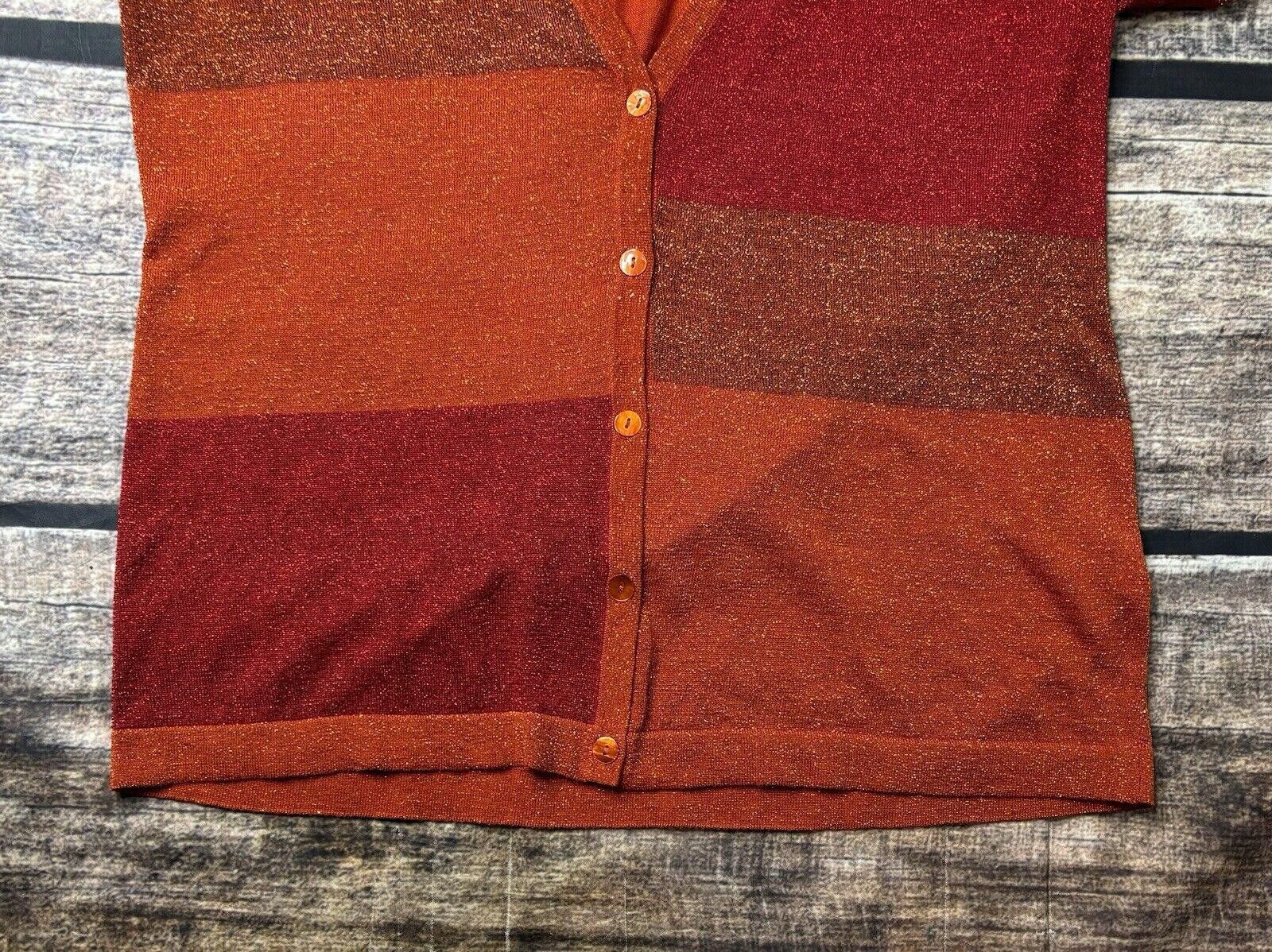 Other August Silk Cardigan Sweater Women's L Metallic Colorblock Size L / US 10 / IT 46 - 6 Thumbnail