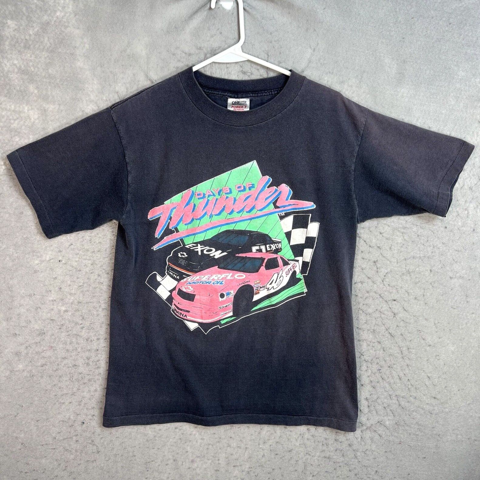 image of Vintage 90's Days Of Thunder Movie Promo Nascar Racing T Shirt Adult Large Black in White, Men's