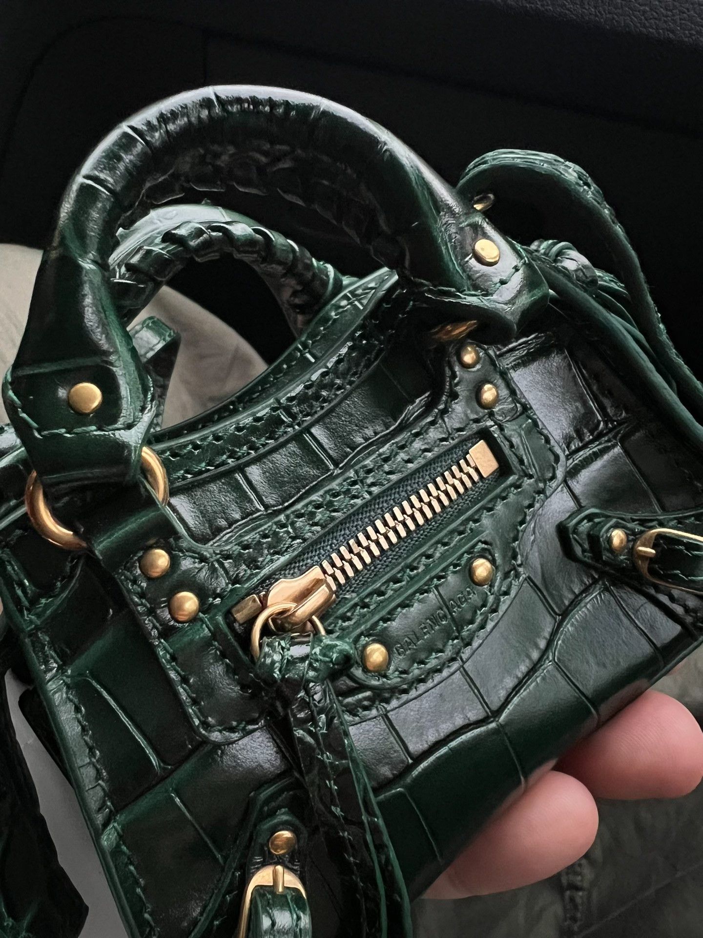 Balenciaga Balenciaga Neo Classic Croc Embossed Nano Green Size ONE SIZE - 1 Thumbnail