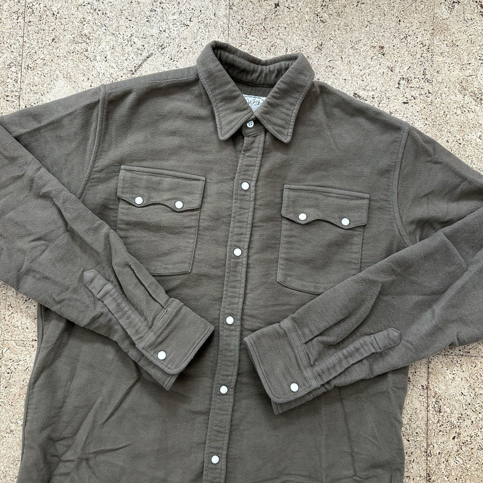 WYTHE Moleskin Chamois Pearl Snap Western Button Up Shirt Large Size US L / EU 52-54 / 3 - 1 Thumbnail