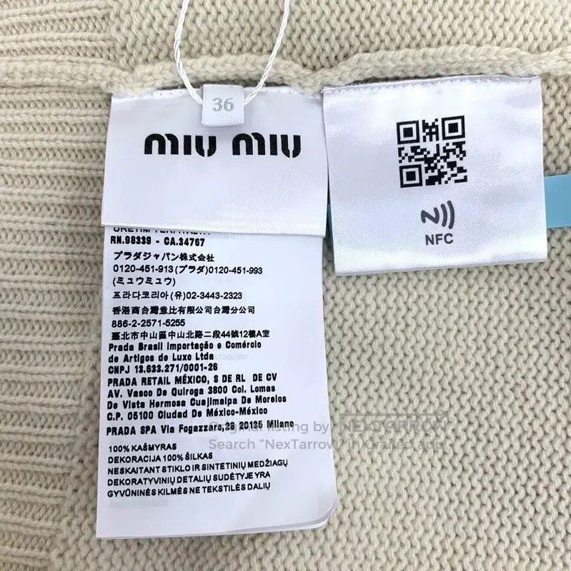Miu Miu Miu Miu Women's Beige Cashmere Cardigan with Bows . Size XS / US 0-2 / IT 36-38 - 5 Thumbnail