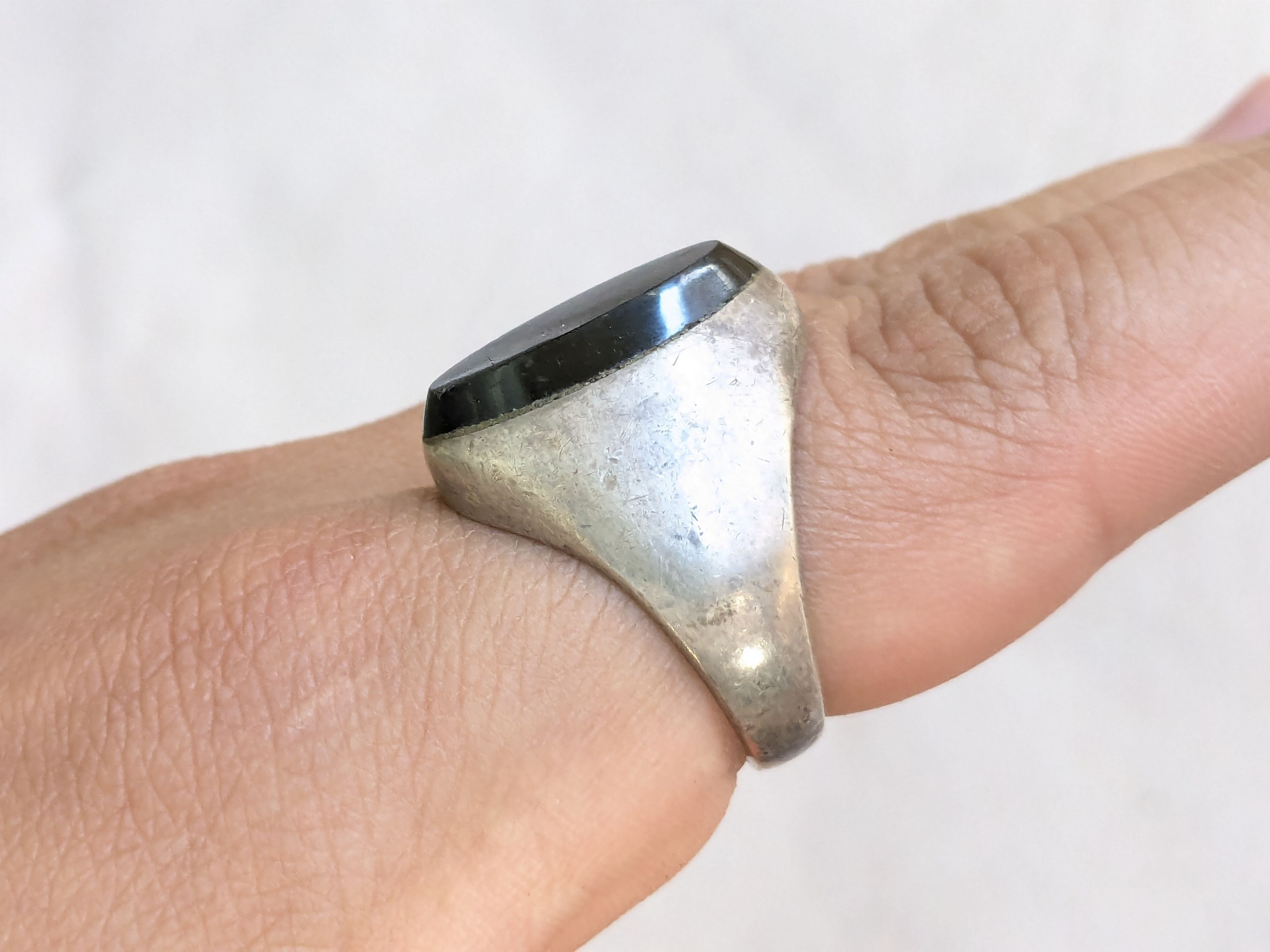Jewelry Vintage Sterling Silver Ring Black Onyx 10.25 Taxco Mexico Size ONE SIZE - 11 Thumbnail