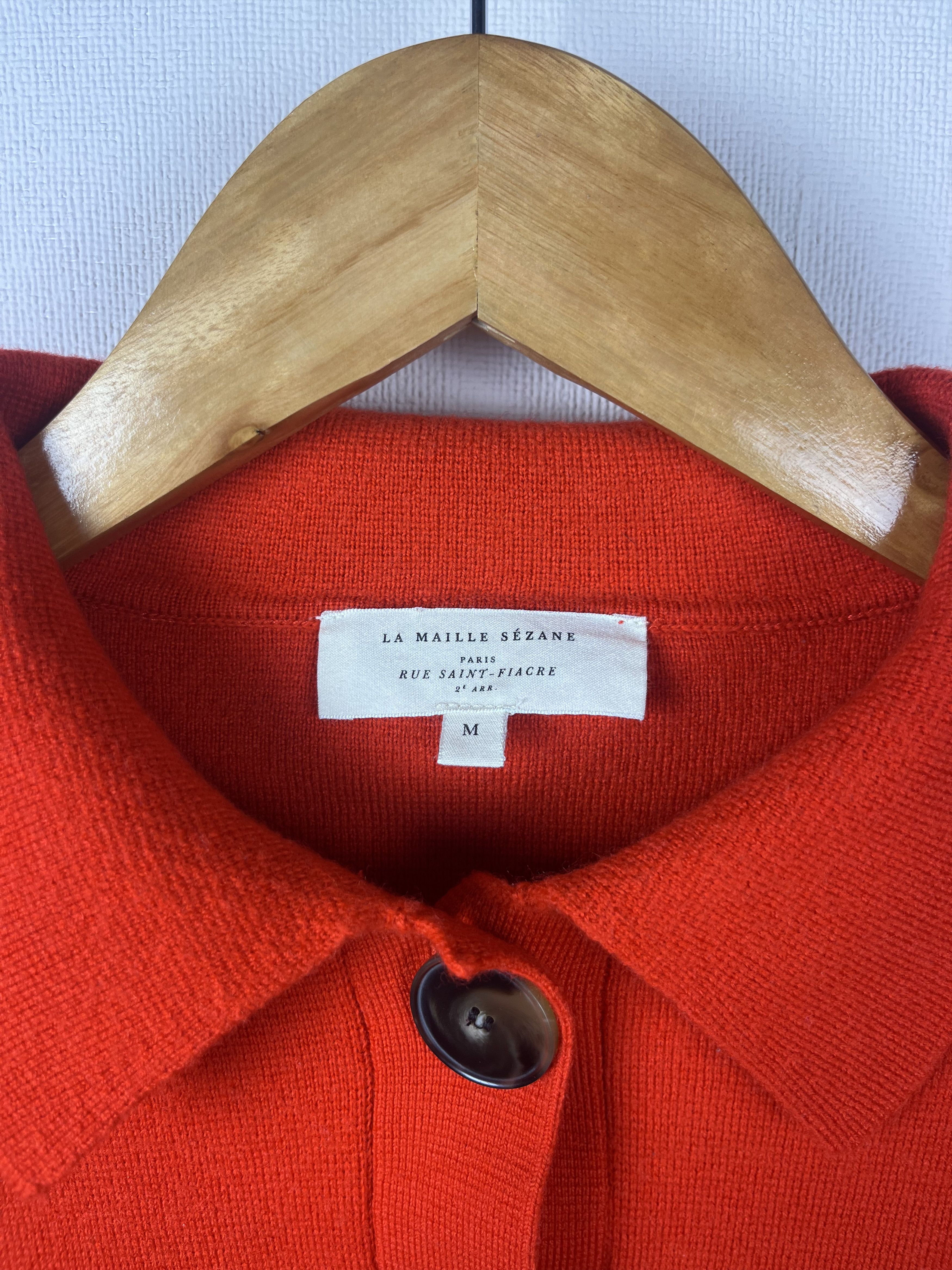 Sezane La Maille Sezane Betty Cardigan Coral Red Merino Wool Size M Size M / US 6-8 / IT 42-44 - 6 Thumbnail