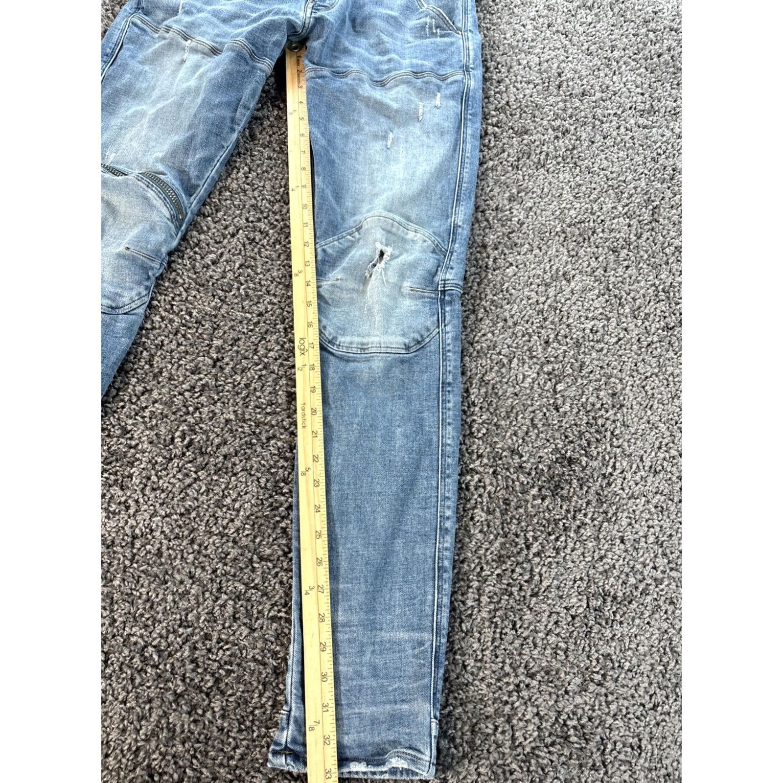 G-Star G Star Raw 5620 3D Zip Knee Skinny Jeans Mens 36x33 Light Wash Distressed Blue Denim Cotton Spandex Jeans Mens 36 Regular"} Size US 36 / EU 52 - 2 Thumbnail