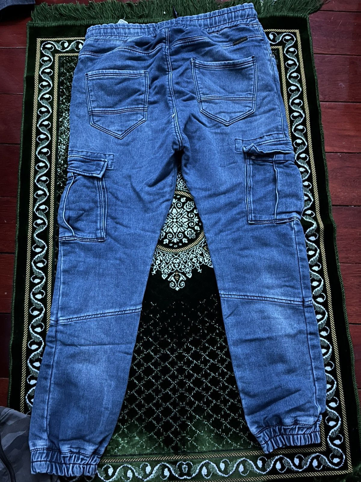 Zara Baggy tapered cargo denim joggers Size US 31 - 2 Thumbnail