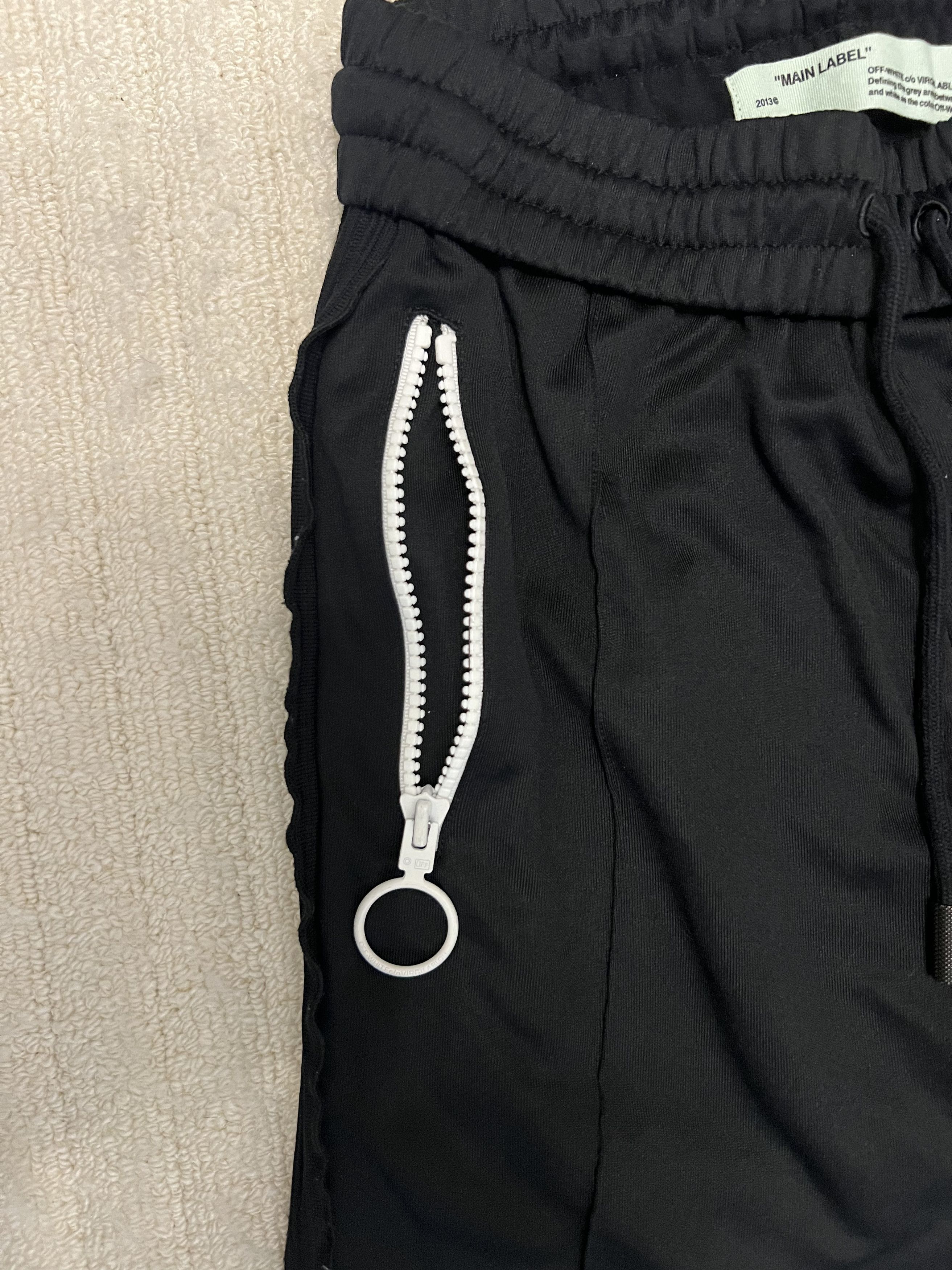 Off-White Black Synthetic Contrast Zipper Detail Track Pants Size US 28 / EU 44 - 2 Thumbnail