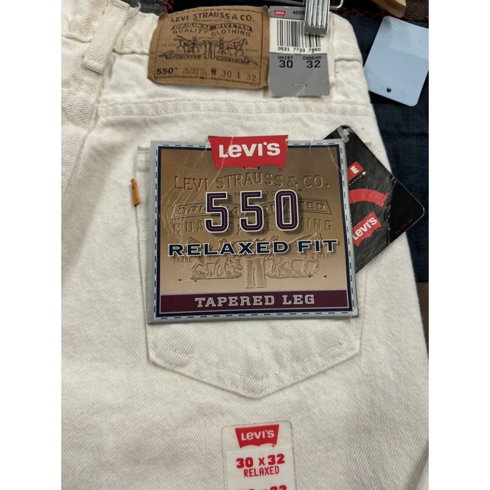 Levi's VTG Deadstock 90s White Levi's 550 Leg Jeans W30 X L32 Size US 30 / EU 46 - 6 Thumbnail
