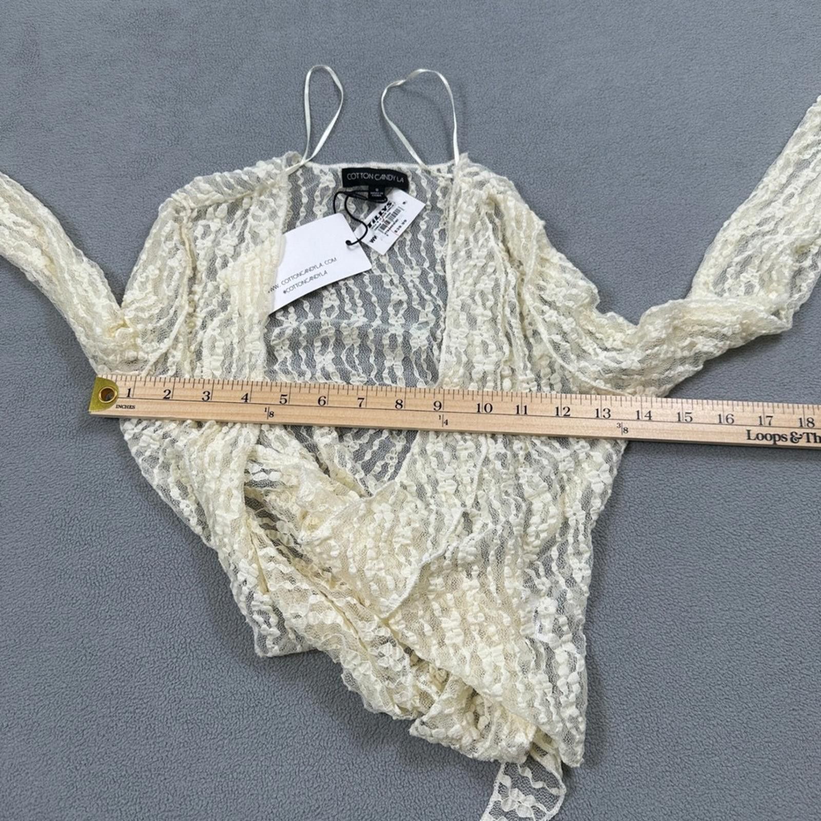 Other NWT Cotton Candy LA Lace Wrap Top S Womens Vanilla Sheer Tie Size S / US 4 / IT 40 - 5 Thumbnail