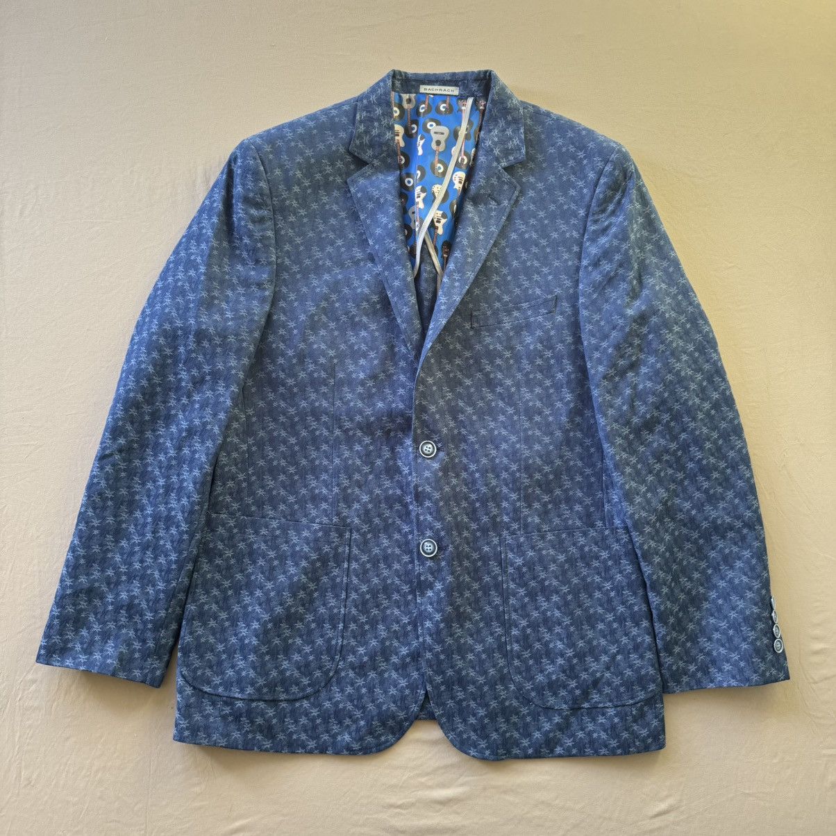 Bachrach × Designer Bachrach Chambray Floral Print Blazer Size 42R - 1 Thumbnail