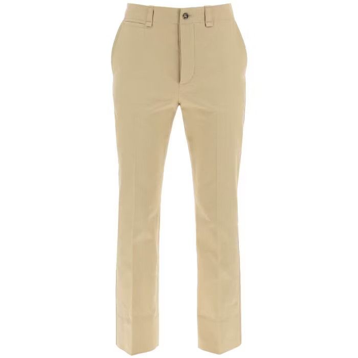 image of Saint Laurent Paris O1S22I1N0524 Cotton Drill Pants In Beige, Women's (Size 36)