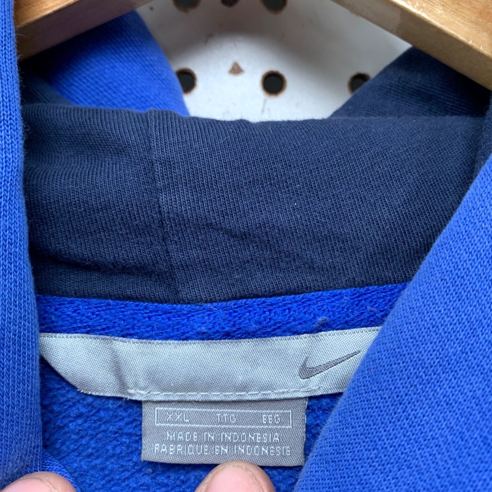 Vintage Nike Hoodie Sweatshirt Men 2XL Blue Y2K Pullover Fleece Winter Casual