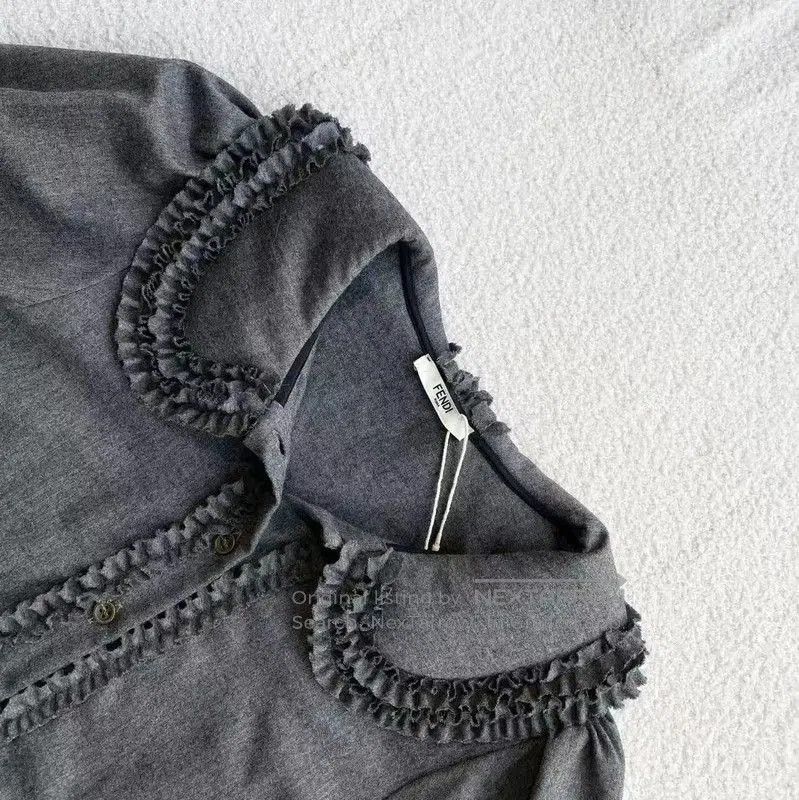 Fendi Fendi Gray Wool Dress with Ruffle Details . Size XXS / US 00 / IT 34 - 3 Thumbnail