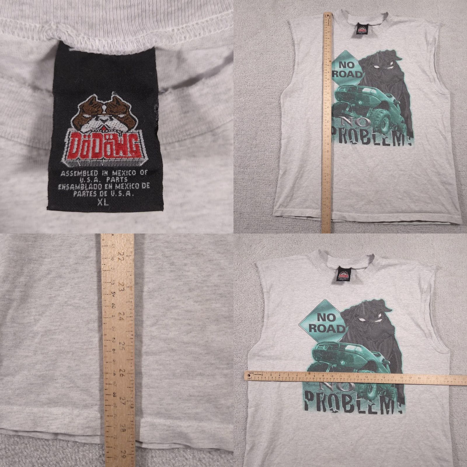 Vintage No Road No Problem Shirt Mens XL Gray Sleeveless Crew Neck Graphic Print 4x4 Truck Muscle Tee Size US XL / EU 56 / 4 - 8 Thumbnail