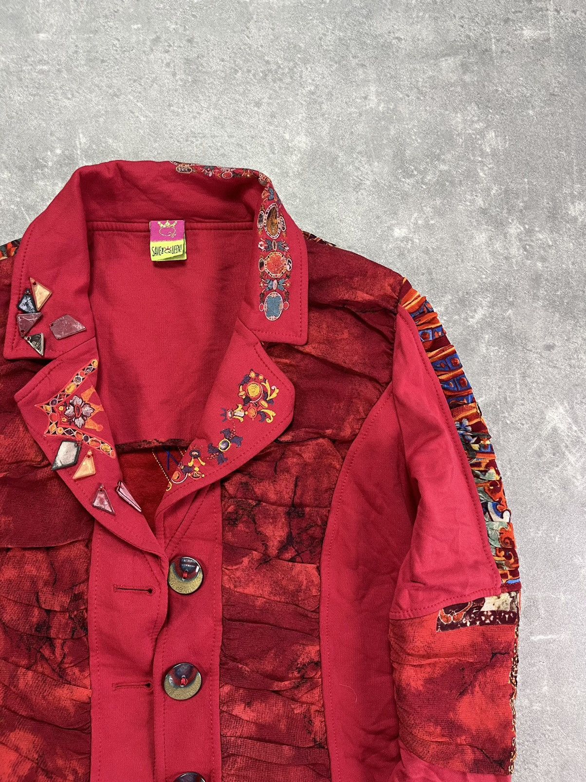 Japanese Brand Save The Queen Y2K Printed Punk 3D Stones Blazer Jacket L XL Size XL / US 12-14 / IT 48-50 - 4 Thumbnail