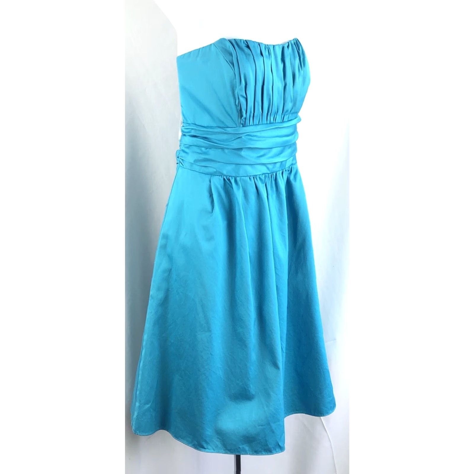 Vintage VINTAGE davids bridal Sweetheart Corset Swing Dress 12 Teal knee Length Strapless Summer Y2K Size XL / US 12-14 / IT 48-50 - 3 Thumbnail