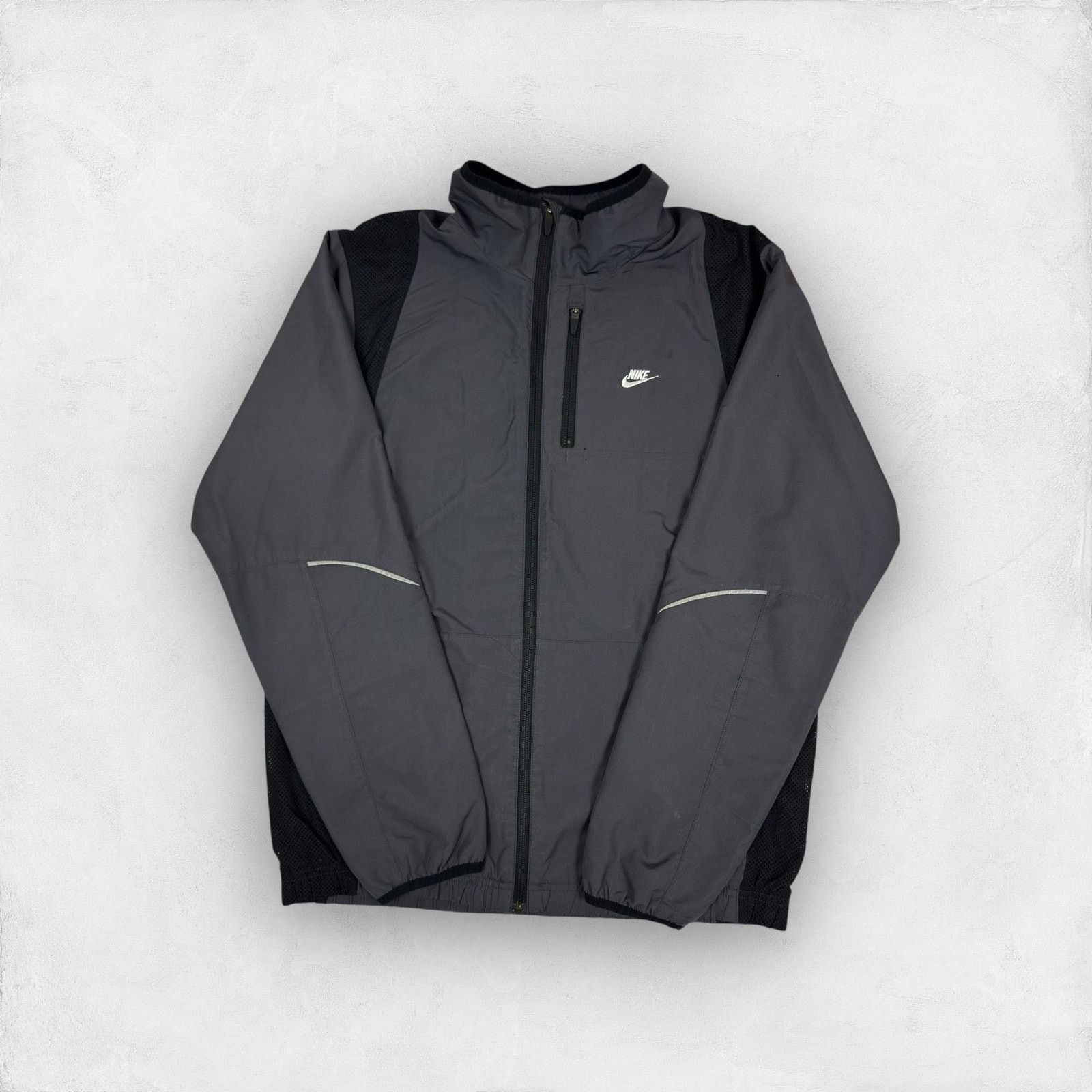 Nike × Vintage Nike Sportswear Mens Gray Black Full Zip Track Jacket Medium Size US M / EU 48-50 / 2 - 1 Thumbnail
