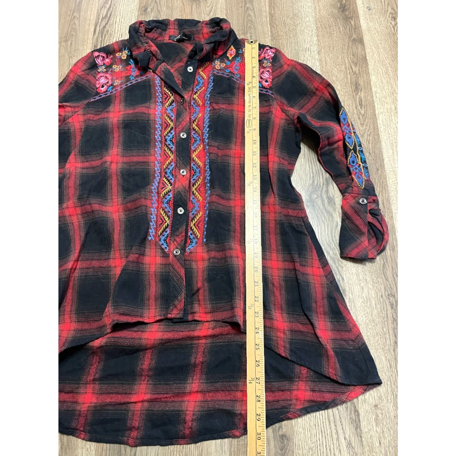 Vintage Caleooa Shirt Women's XL Black Red Plaid Button Up Long Sleeve Size XL / US 12-14 / IT 48-50 - 7 Thumbnail