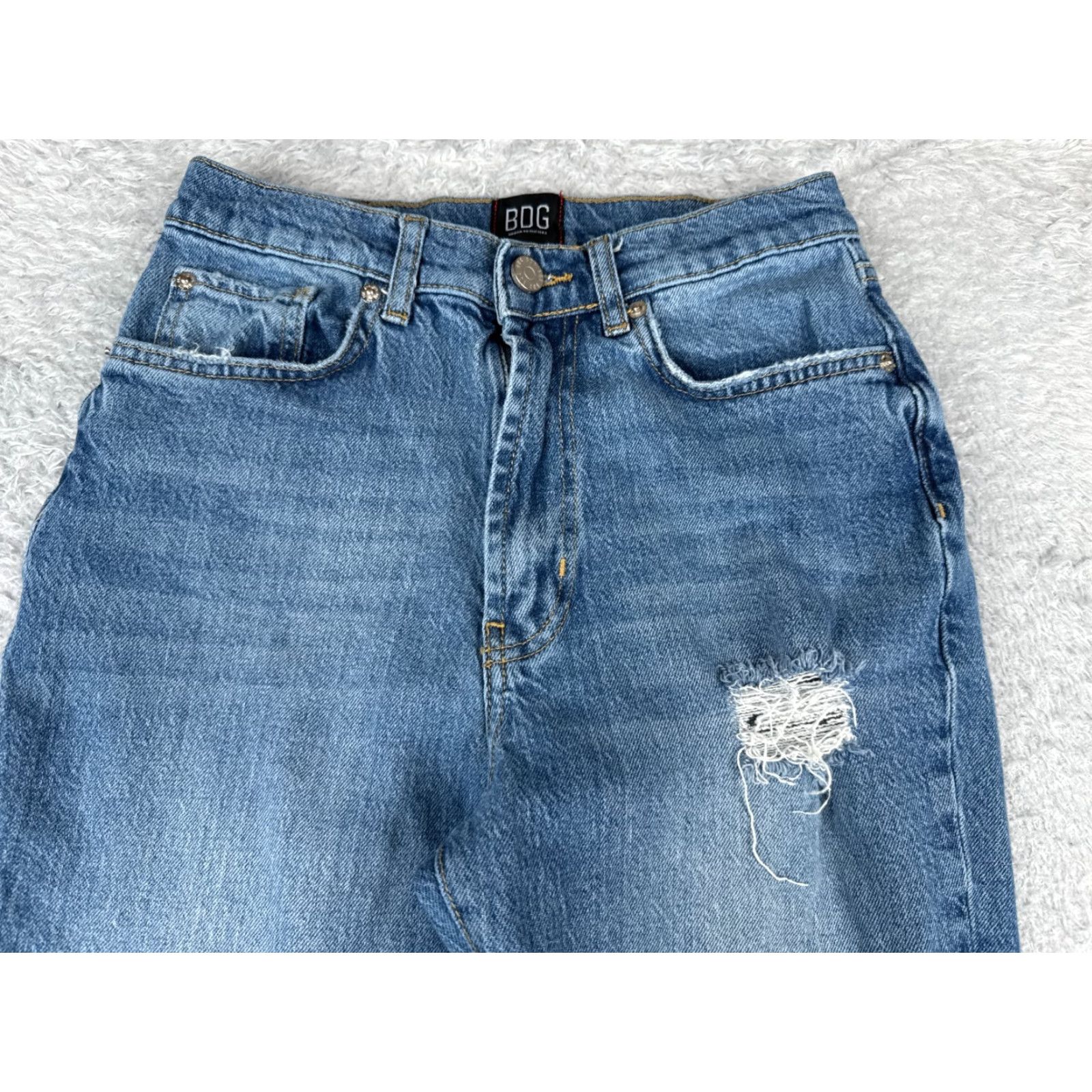 Bdg BDG Jeans Womens 26 Blue Denim High Rise Flared Distressed 26x30 Jeans - 5-Pocket Cotton Denim Regular Womens 30 Inseam Medium Wash Vintage No Size 26" / US 2 / IT 38 - 4 Thumbnail