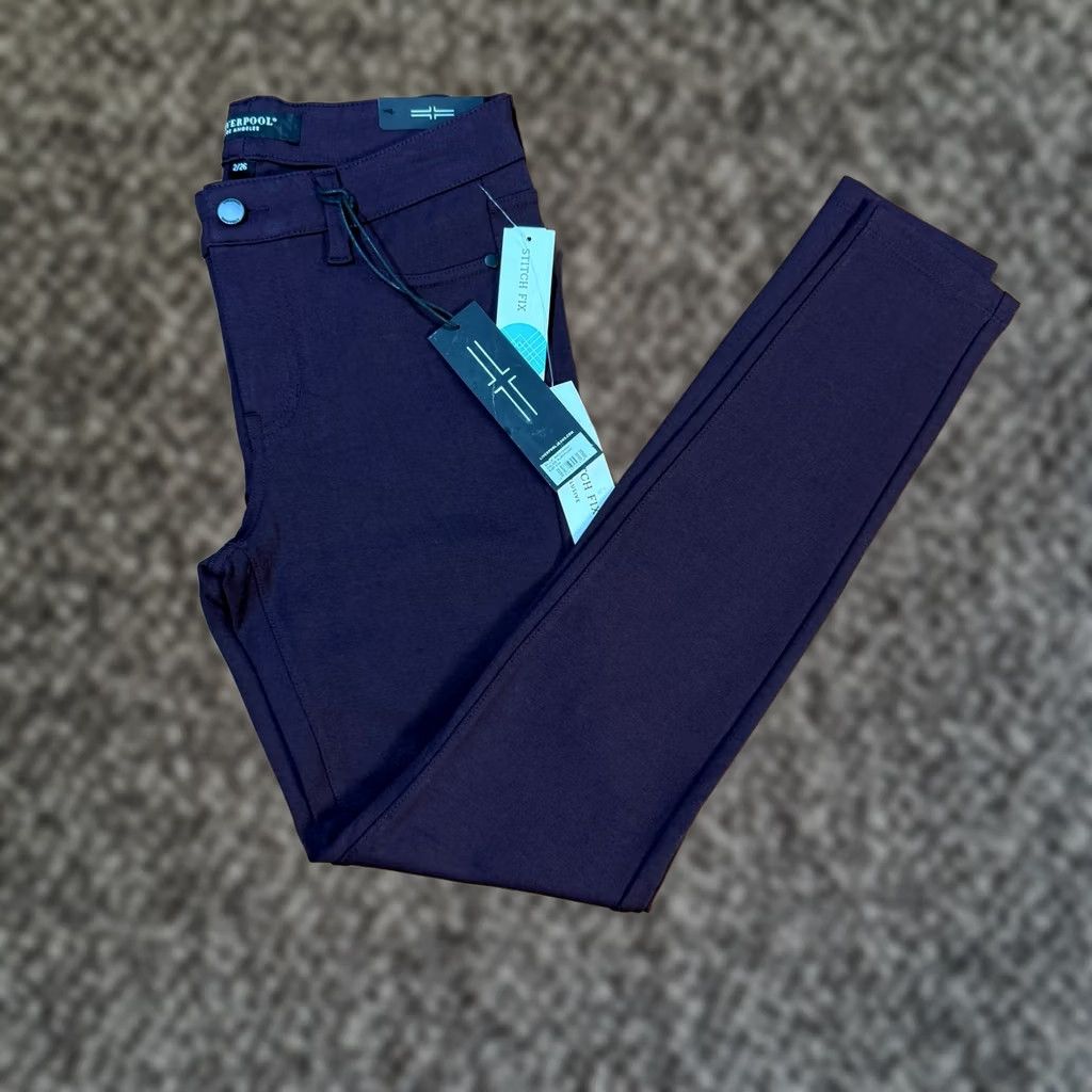 Vintage Liverpool Skinny Purple Knit Stretch Slim Fit Pants for Women 2 - Womens Size 28" / US 6 / IT 42 - 1 Thumbnail
