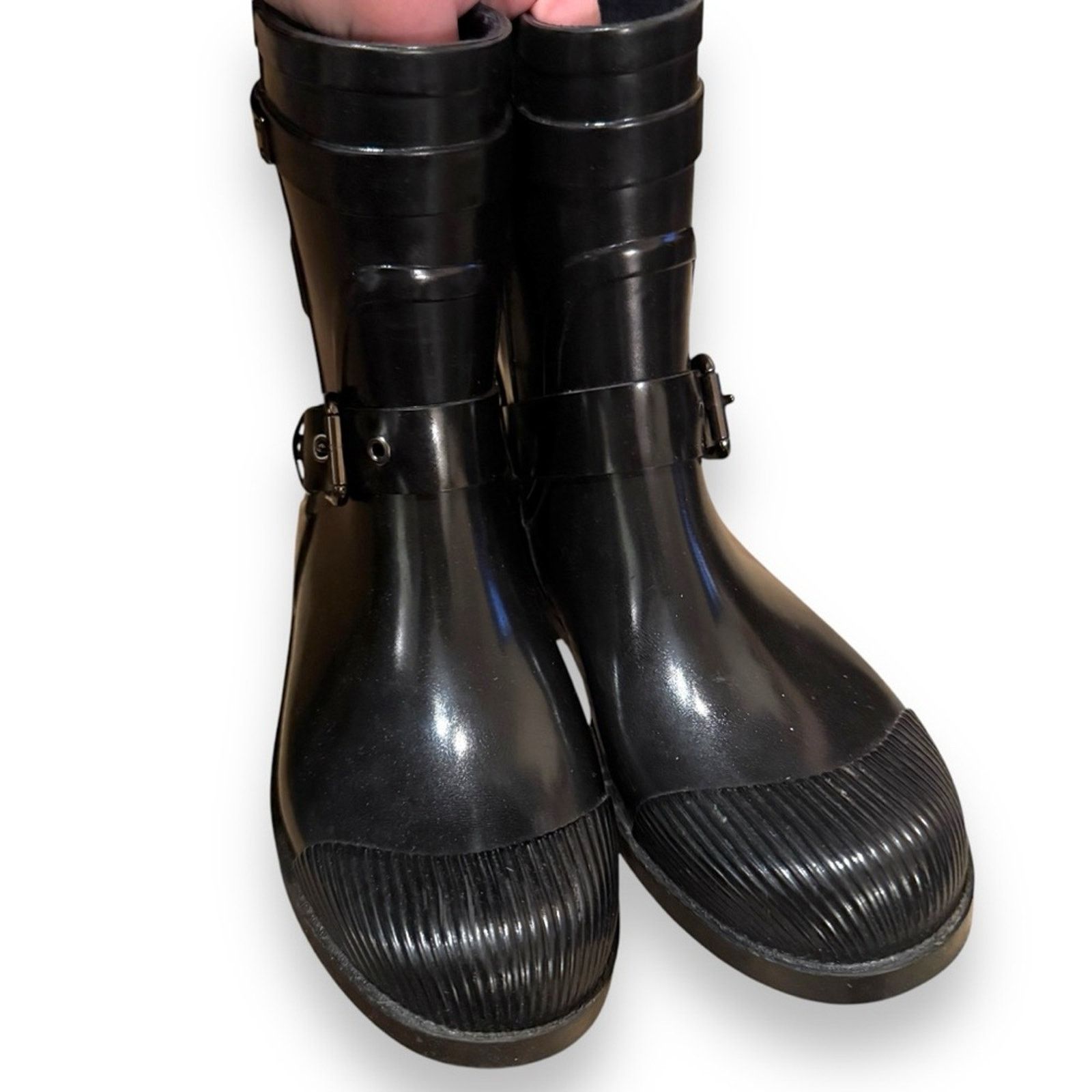 Coach Coach Lester Black Buckle Strap Rubber Short Rain Booties 5B Size US 5 / IT 35 - 3 Thumbnail