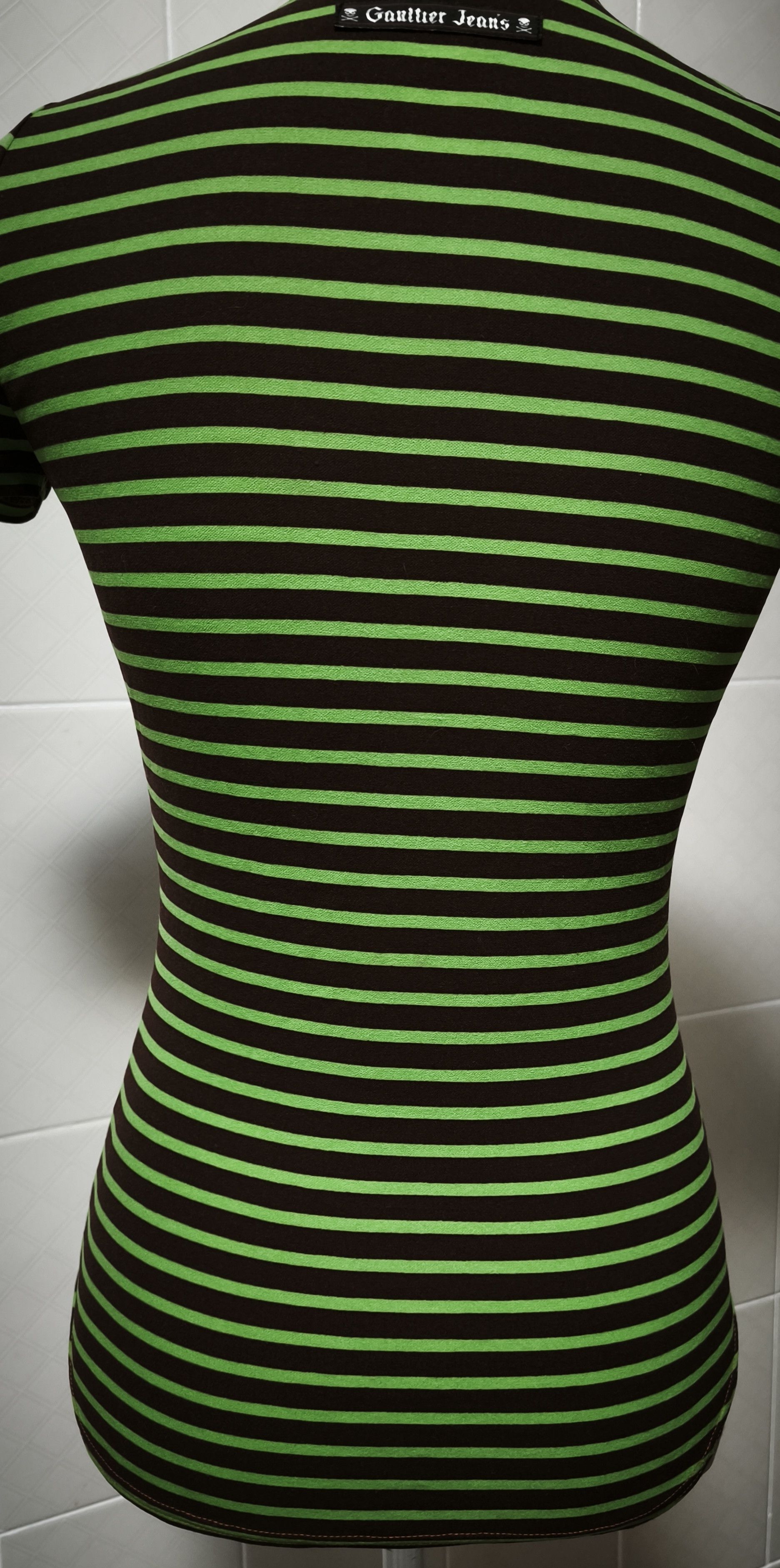 Jean Paul Gaultier Year: 1997 - Green and dark Brown stripes top Size S / US 4 / IT 40 - 12 Thumbnail