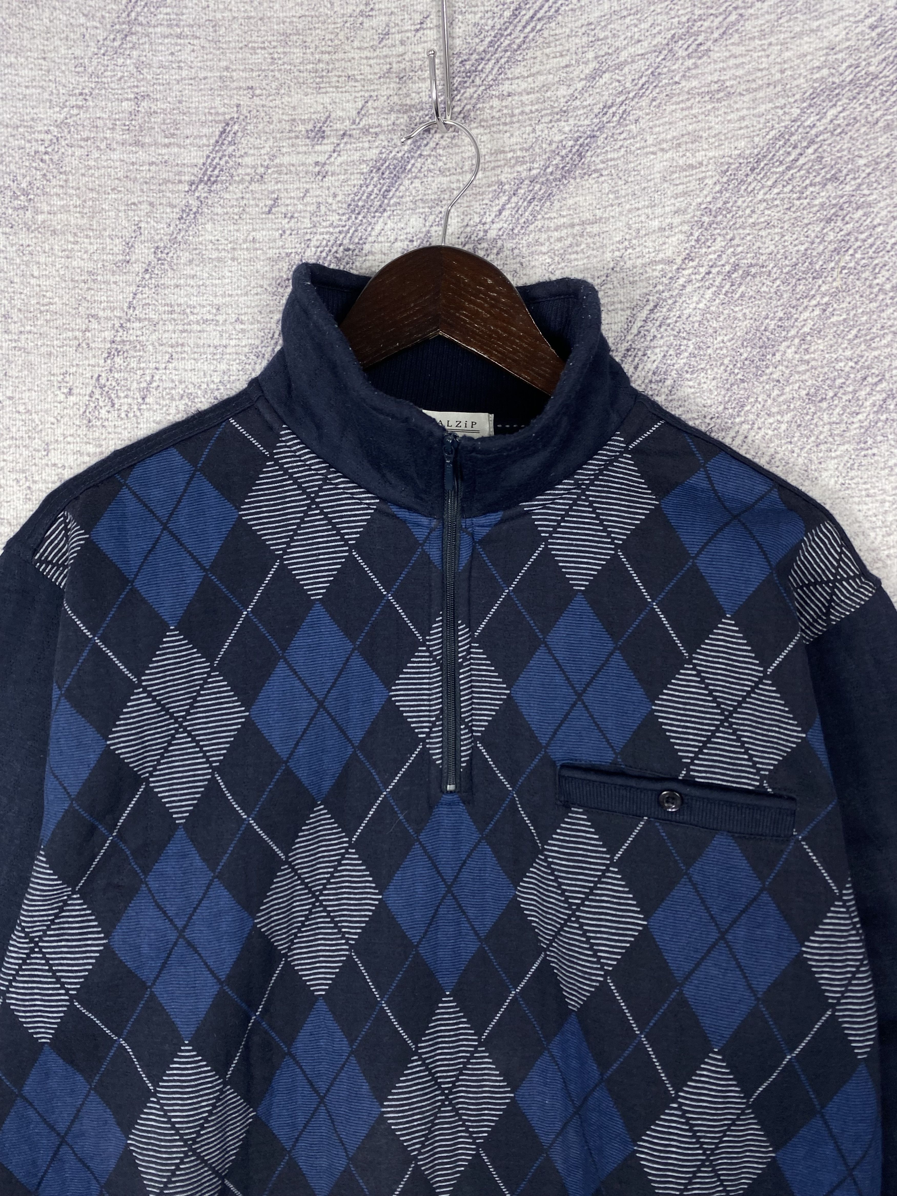 Japanese Brand Vintage Japanese Brand Half Zipper Argyle Style Sweatshirts Size US M / EU 48-50 / 2 - 2 Thumbnail