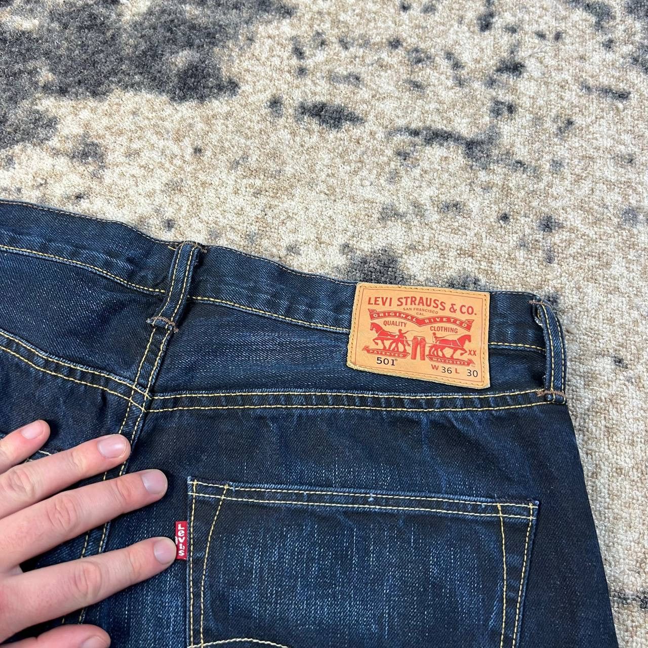 Levi's 501 Levis Vintage Y2K Washed Dark Blue Denim Jeans Size US 36 / EU 52 - 5 Thumbnail