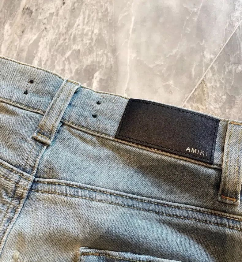 Amiri Amiri Classic Fresh Blue Double Ripped Track Denim Jeans, Size US 29 - 3 Thumbnail