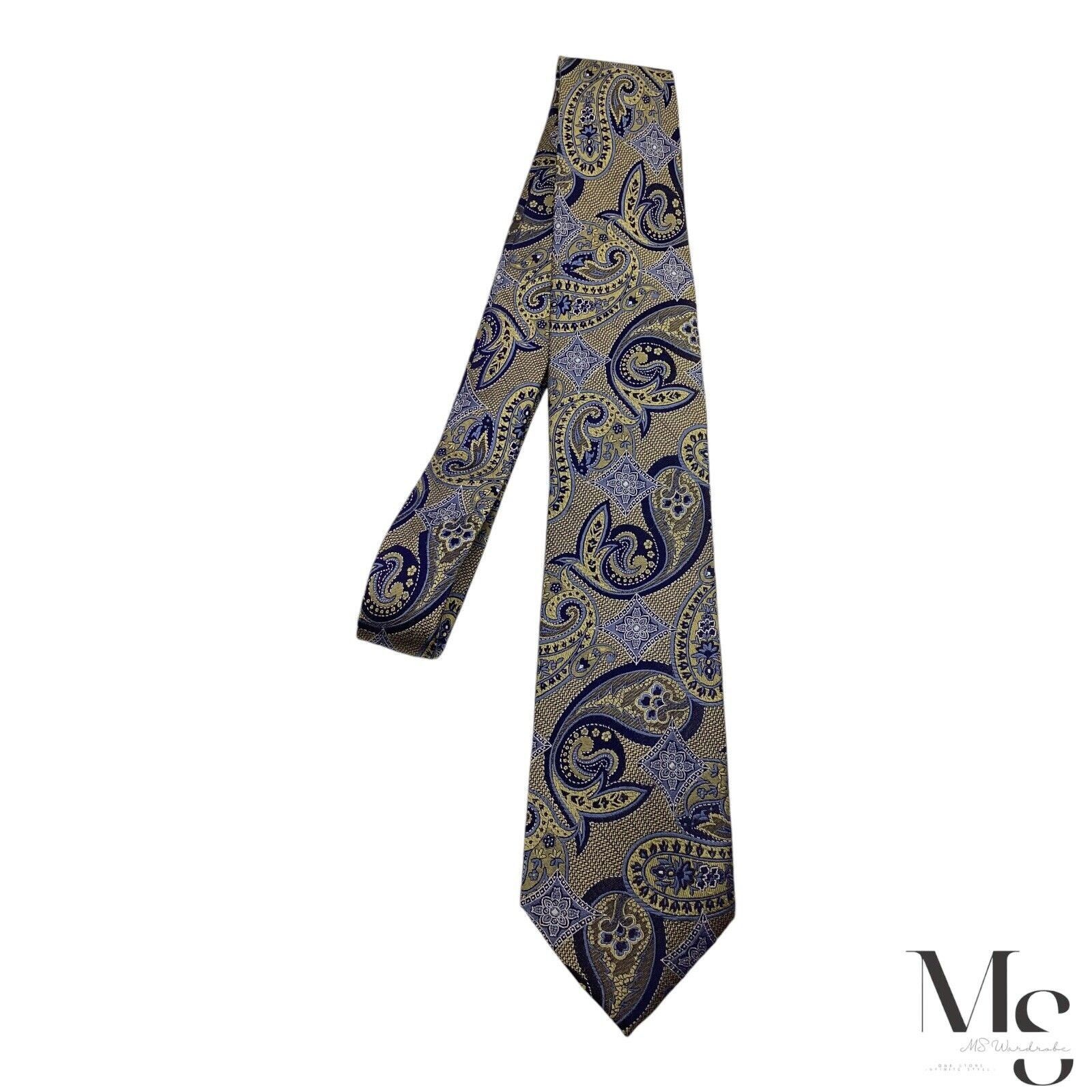 Jos. A. Bank JOS. A. BANK RESERVE XL Blue & Gold Paisley Silk Tie W: 3.25 Size ONE SIZE - 6 Thumbnail