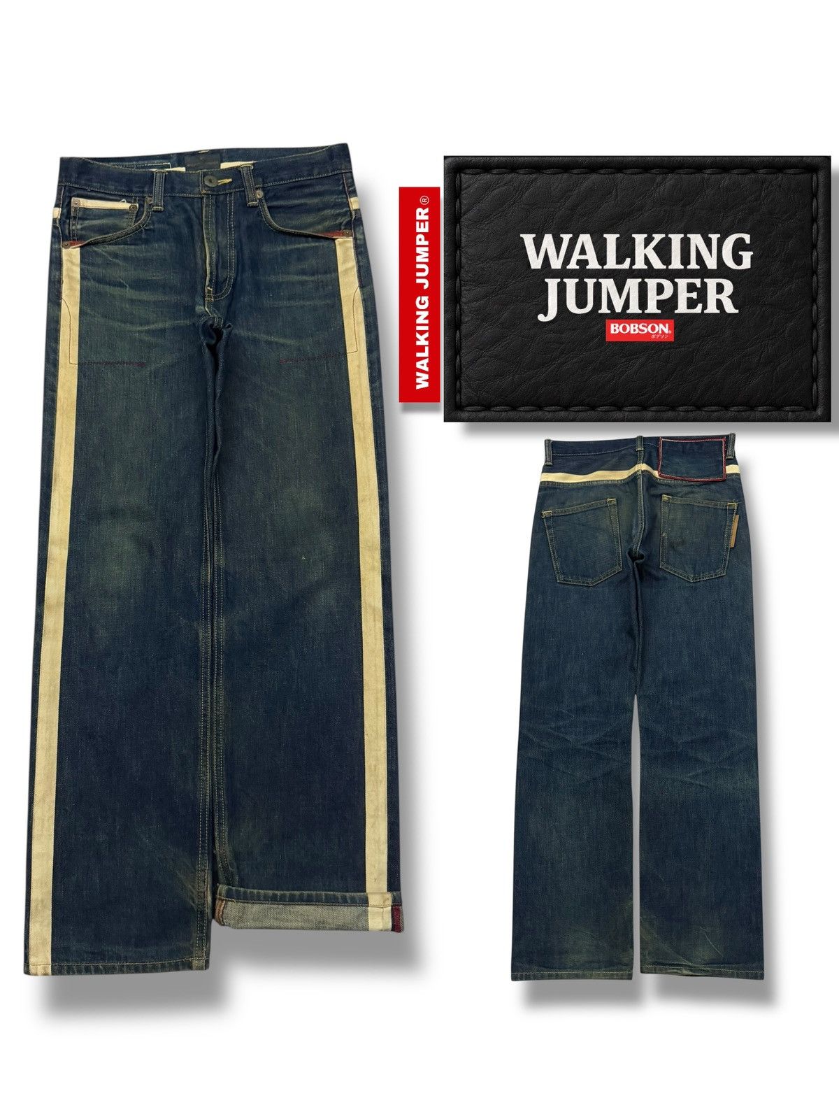 Hysteric Glamour Vintage Walking Jumper by Bobson Japanese Denim Side Stripe Size US 31 - 1 Thumbnail