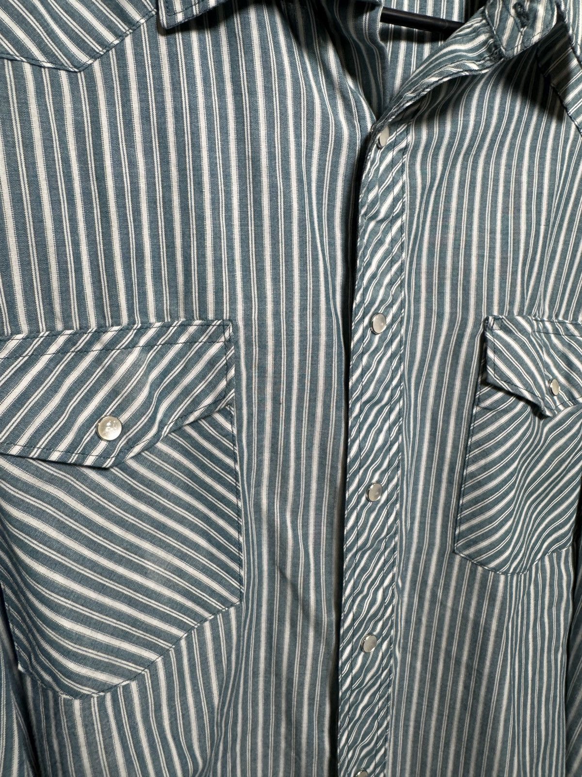 Wrangler Vintage Wrangler Western Green Striped Pearl Snap Mens XL Size US XL / EU 56 / 4 - 3 Thumbnail