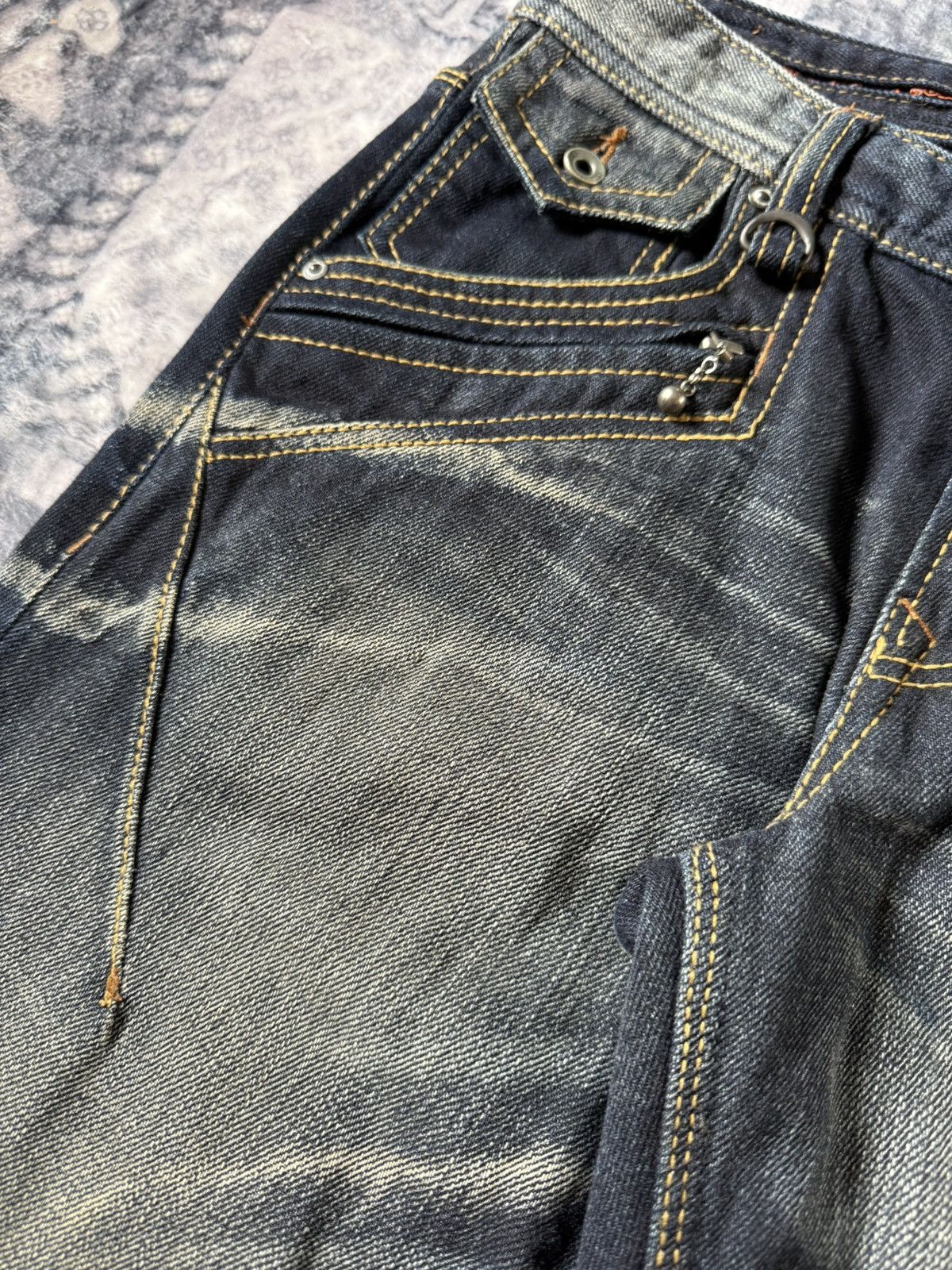 GOSTAR DE FUGA Nicole Club Muddy Wash Bold Contrast Stitched Flared Jeans Size US 30 / EU 46 - 11 Thumbnail