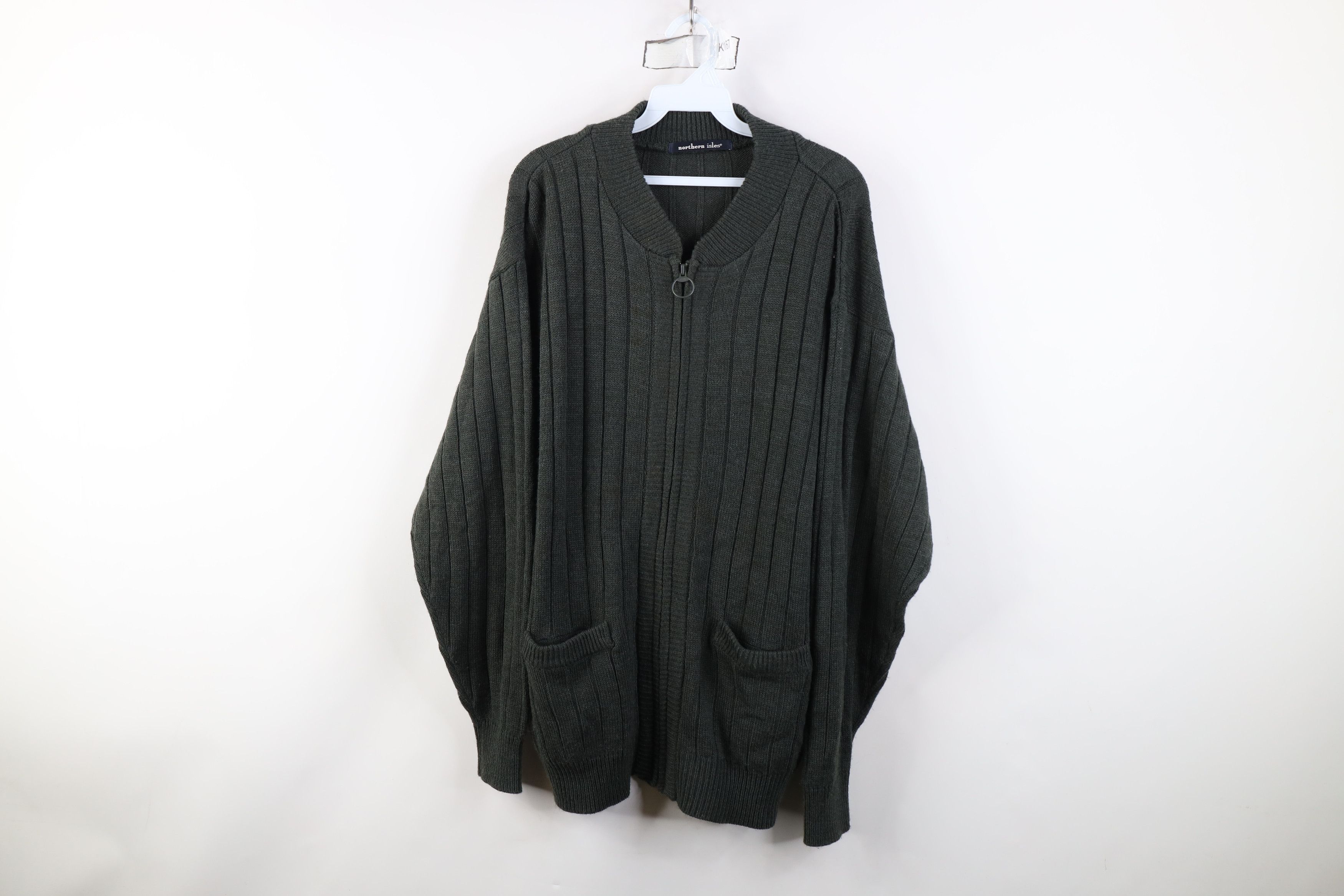 Vintage Vintage 90s Streetwear Ribbed Knit Full Zip Cardigan Sweater Size US XL / EU 56 / 4 - 1 Thumbnail