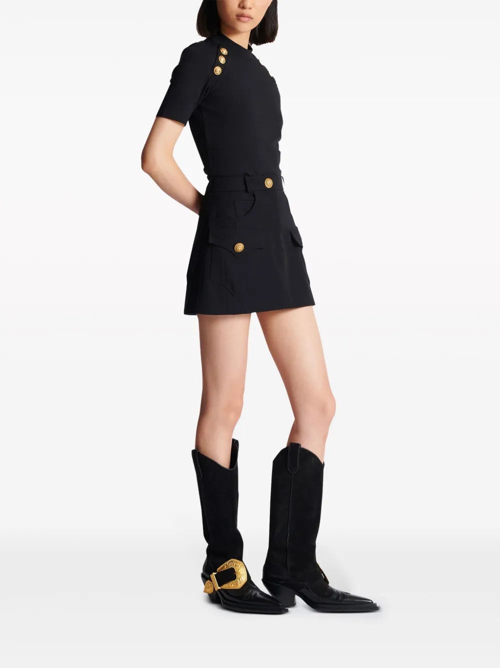 Balmain o1y0625 Mini Skirt in Black Size 27" / US 4 / IT 40 - 5 Thumbnail