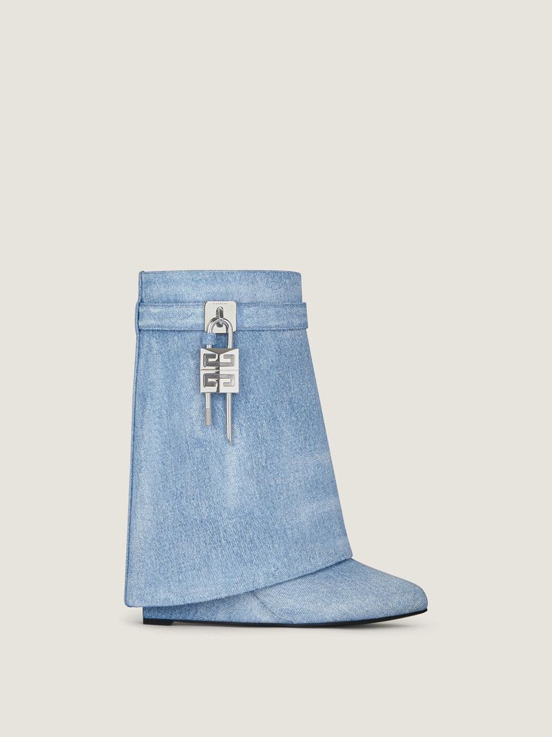 Givenchy o1w1db10326 Shark Lock 90mm Ankle Boots in Blue Size US 6.5 / IT 36.5 - 1 Thumbnail