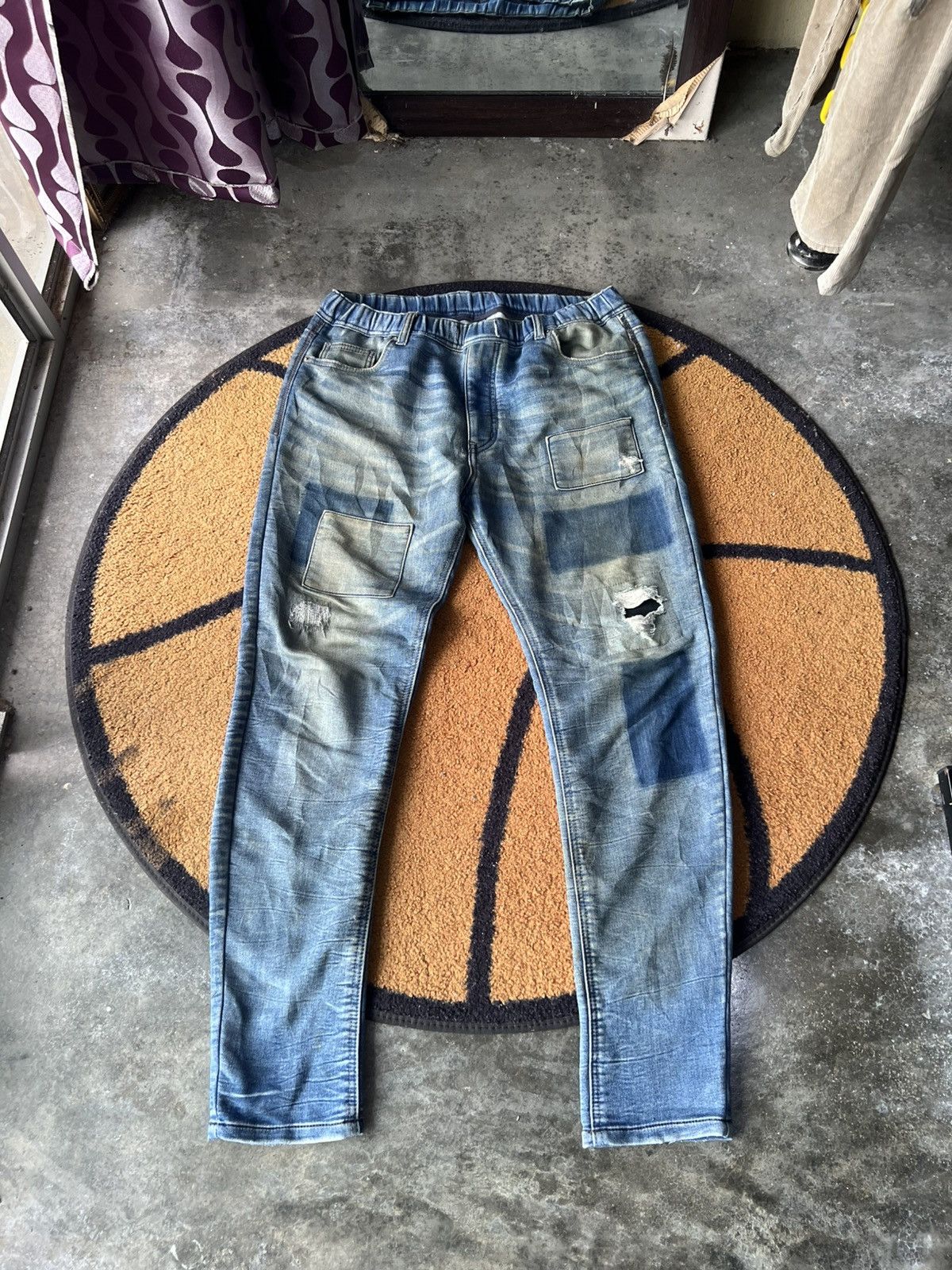 MOUSSY 🔥Azul by Moussy Patchwork Distressed Sweatpants Jogger Size US 34 / EU 50 - 1 Thumbnail