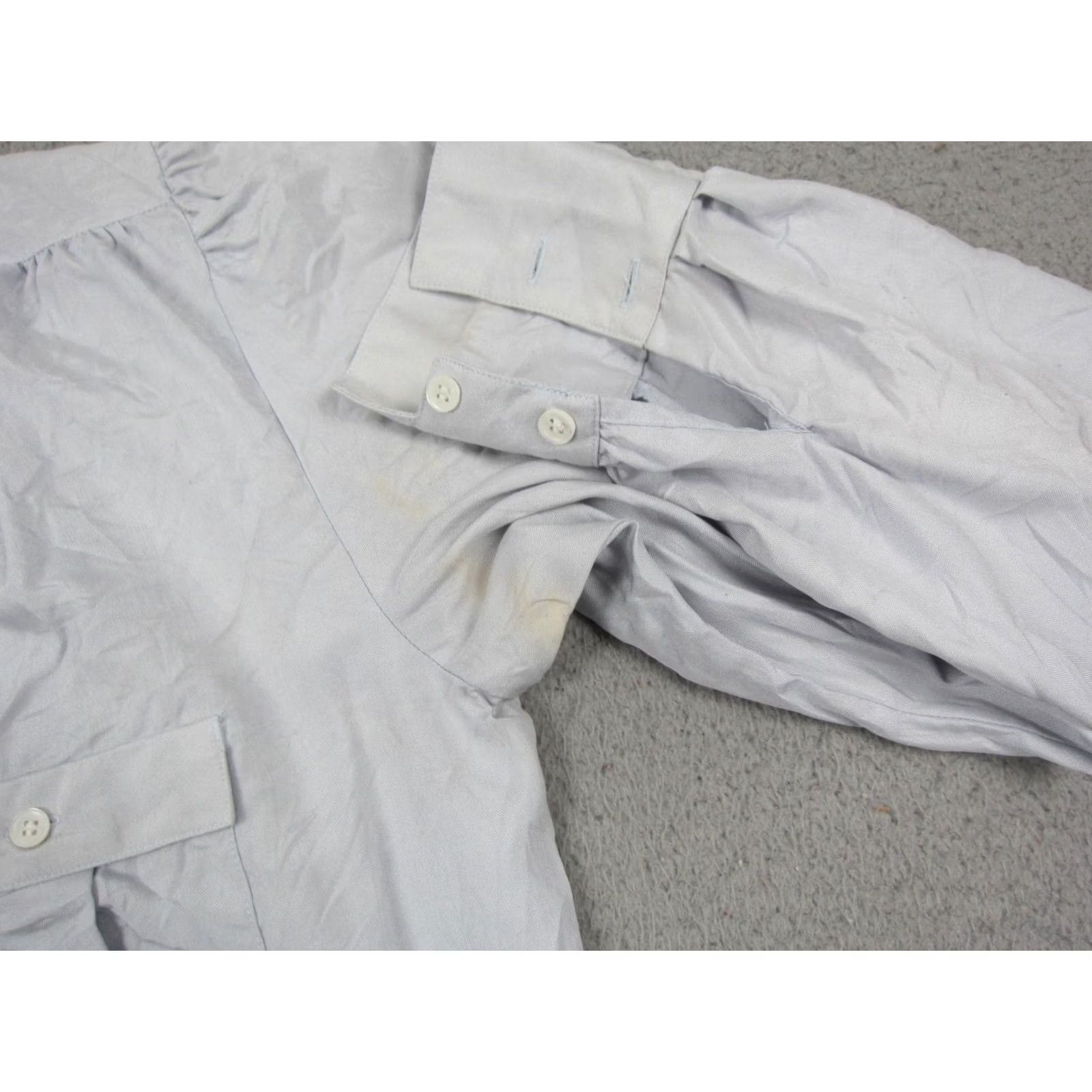 Liz Claiborne VINTAGE Liz Claiborne Shirt Womens 8 Blue Silk Button-Up 90s 80s Small Stain Pattern Solid Size M / US 6-8 / IT 42-44 - 3 Thumbnail