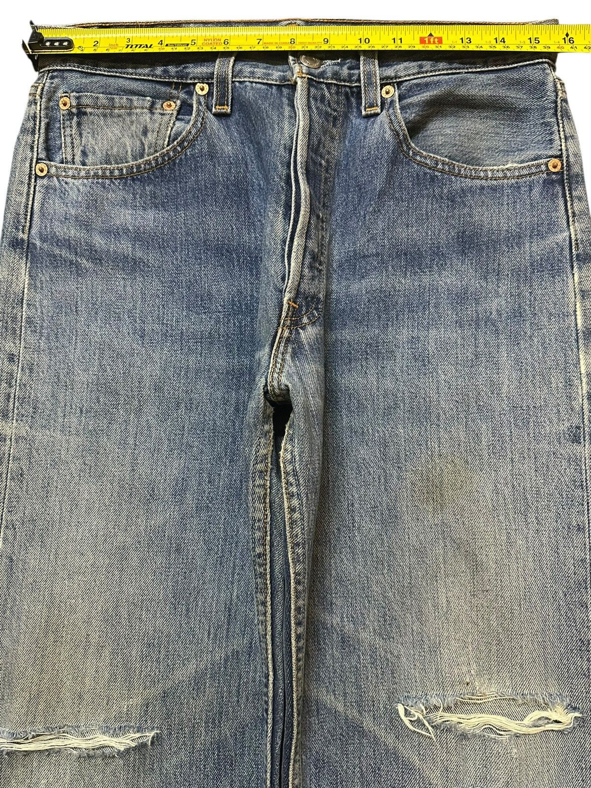 Levi's Vintage 90s Levis 501 Blue Faded Wash Distress Style Jeans Size US 31 - 12 Thumbnail