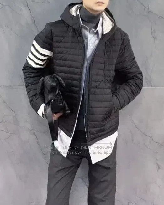 Thom Browne Thom Browne Blue four-stripe down jacket Size US XXL / EU 58 / 5 - 4 Thumbnail