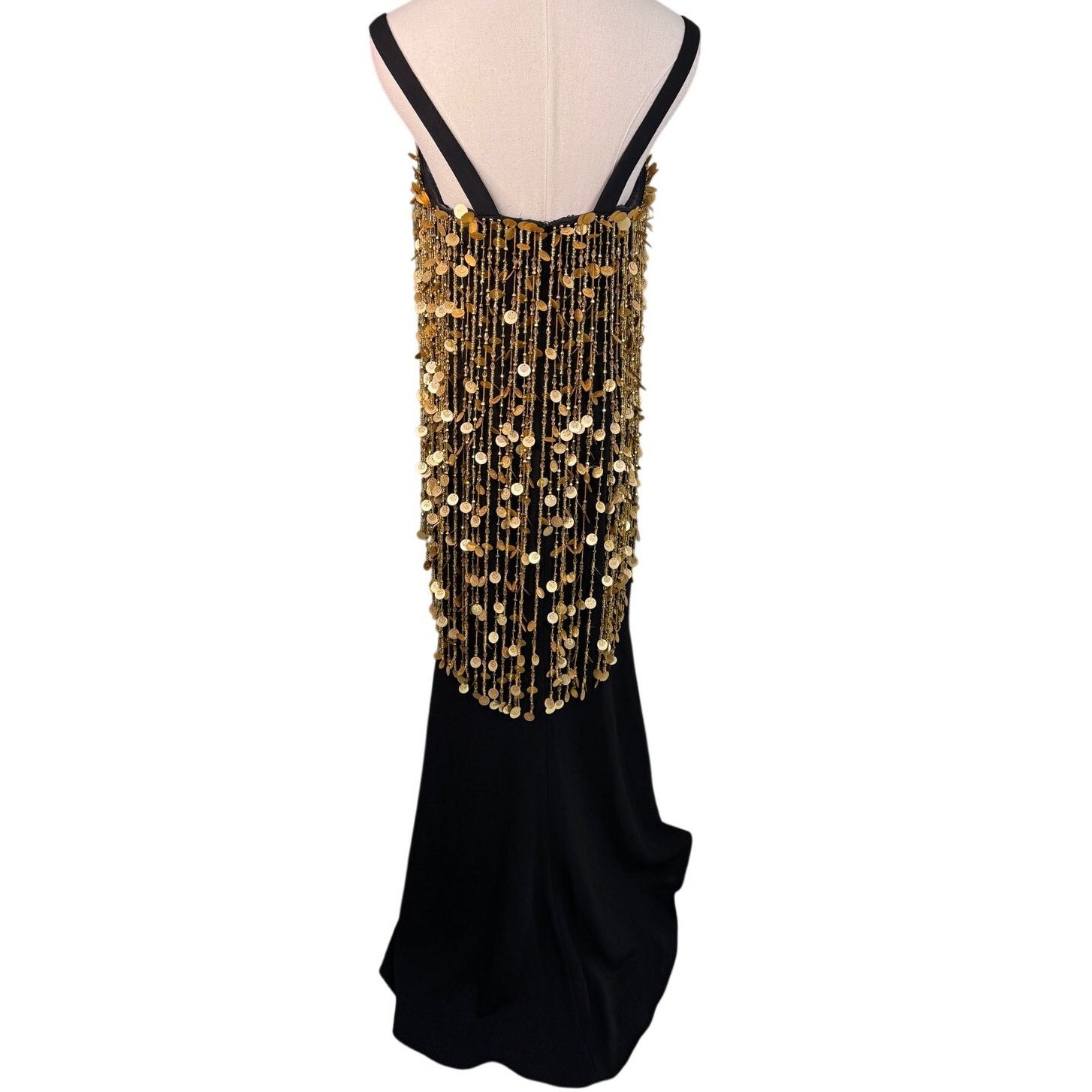Badgley Mischka Badgley Mischka Runway Sequin Fringe Gown black gold size 4 Size S / US 4 / IT 40 - 9 Thumbnail