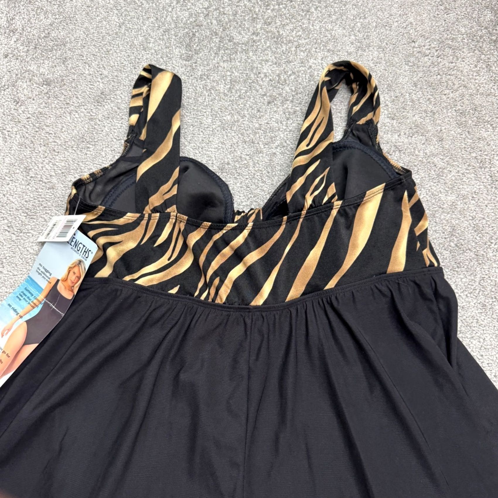 Vintage Great Lengths Black Animal Print One Piece Dress Swimsuit 22W NWT Tummy Control Plus Size Women Size 3XL / US 20-22 - 5 Thumbnail